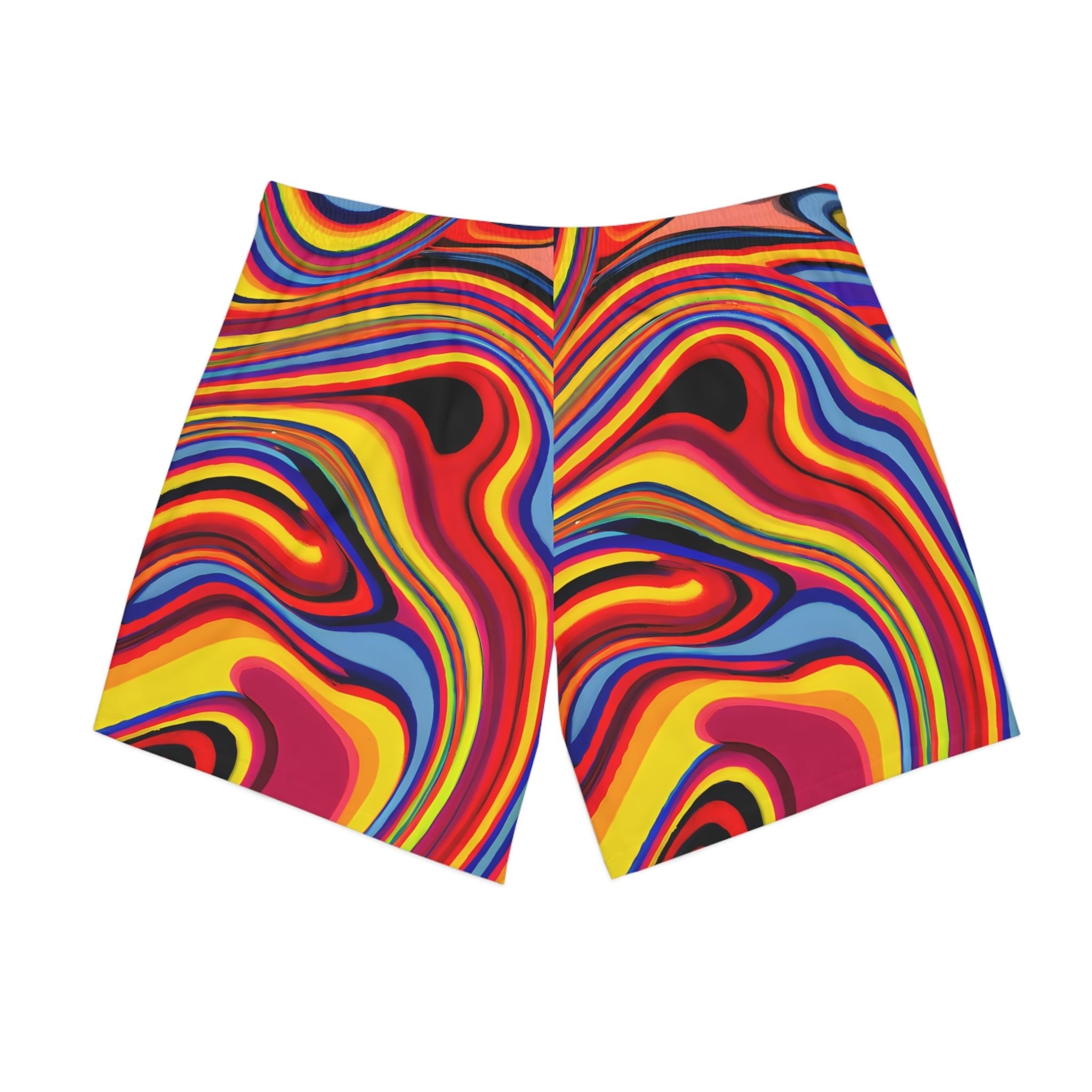 Beach Shorts - Men's Swirly Retro Cool Beach Shorts - Acid Daddy