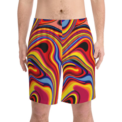 Beach Shorts - Men's Swirly Retro Cool Beach Shorts - Acid Daddy