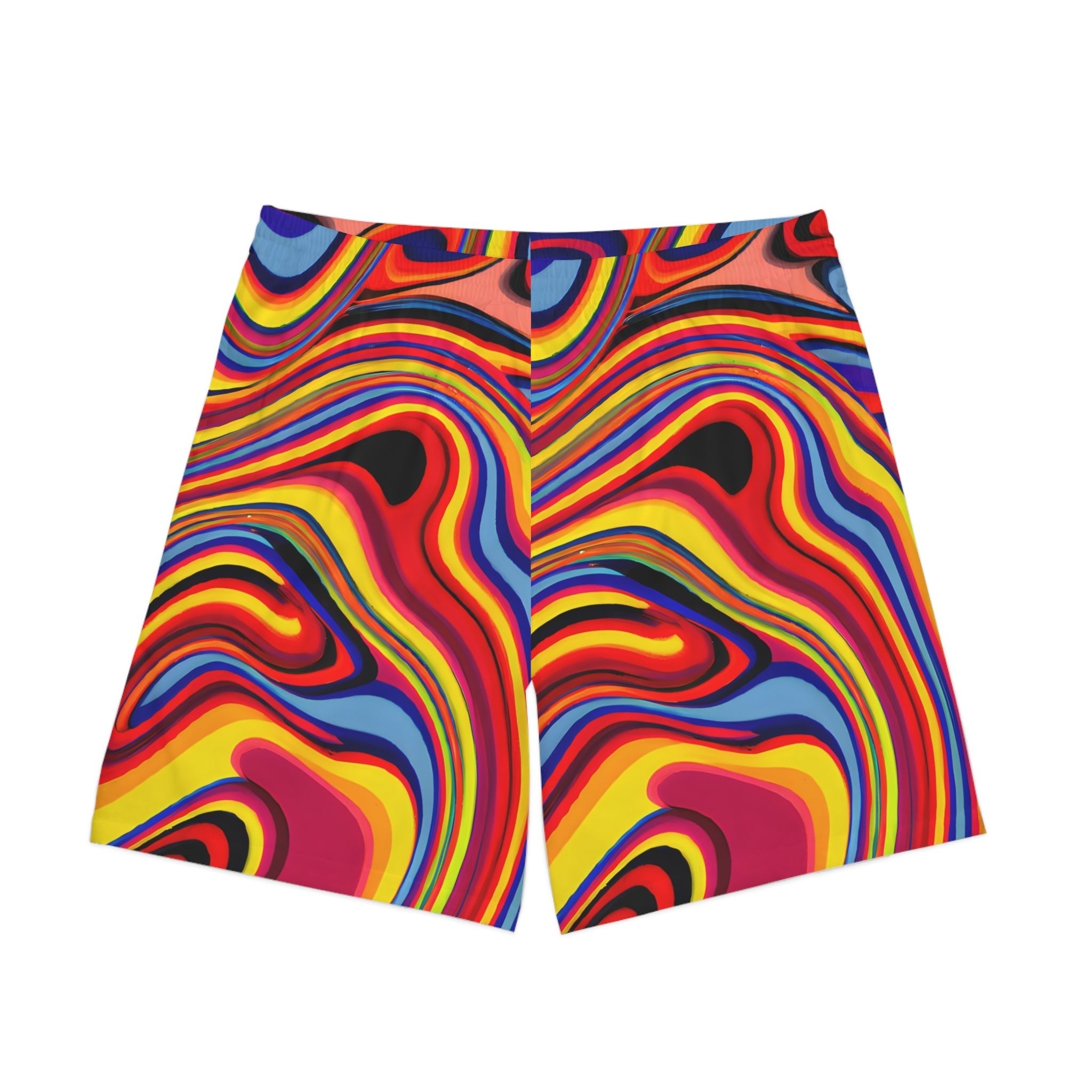 Beach Shorts - Men's Swirly Retro Cool Beach Shorts - Acid Daddy