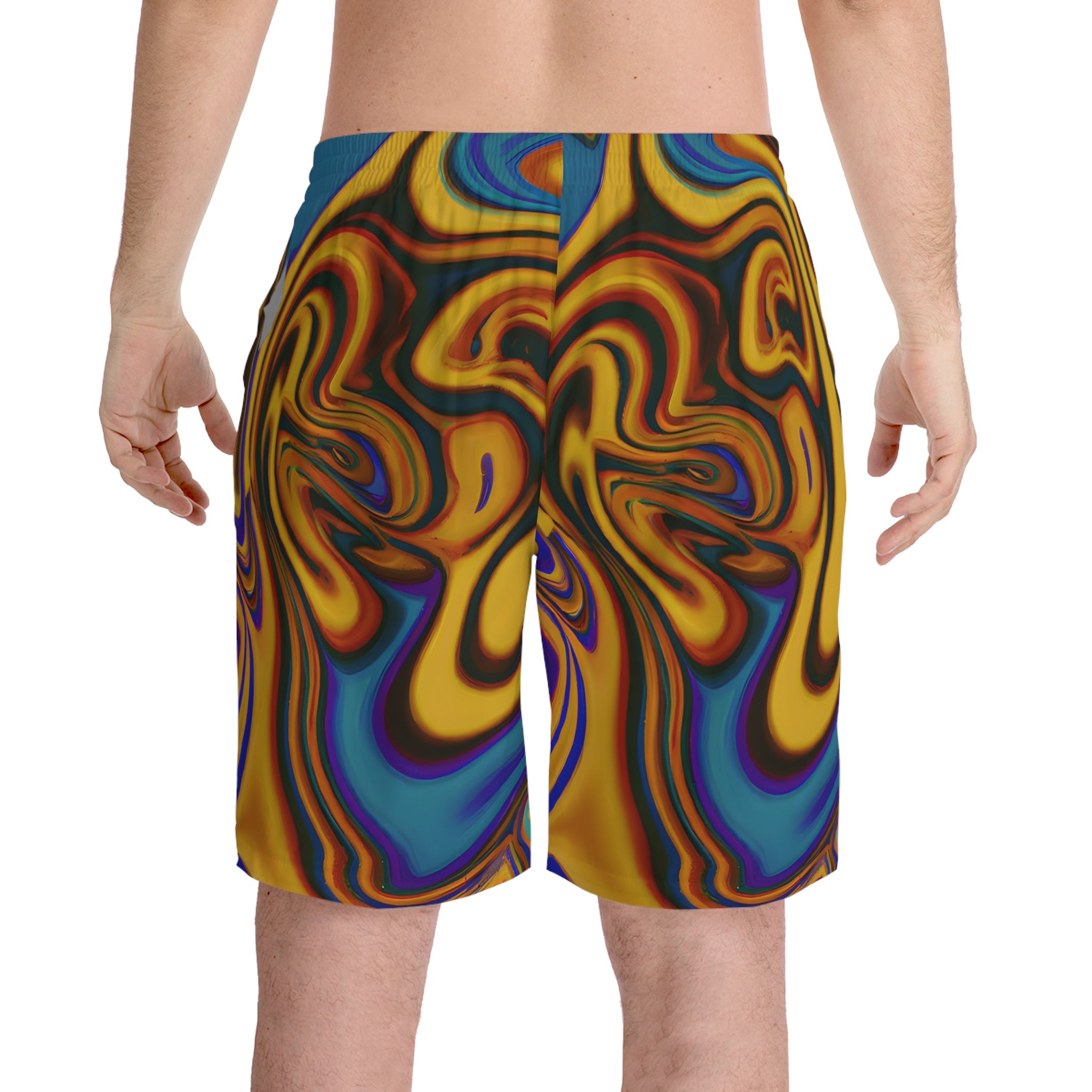 All Over Prints - Men's Transcendent Gold Swim Beach Shorts - Acid Daddy