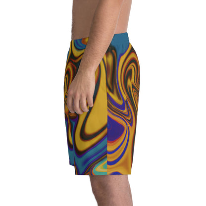 All Over Prints - Men's Transcendent Gold Swim Beach Shorts - Acid Daddy