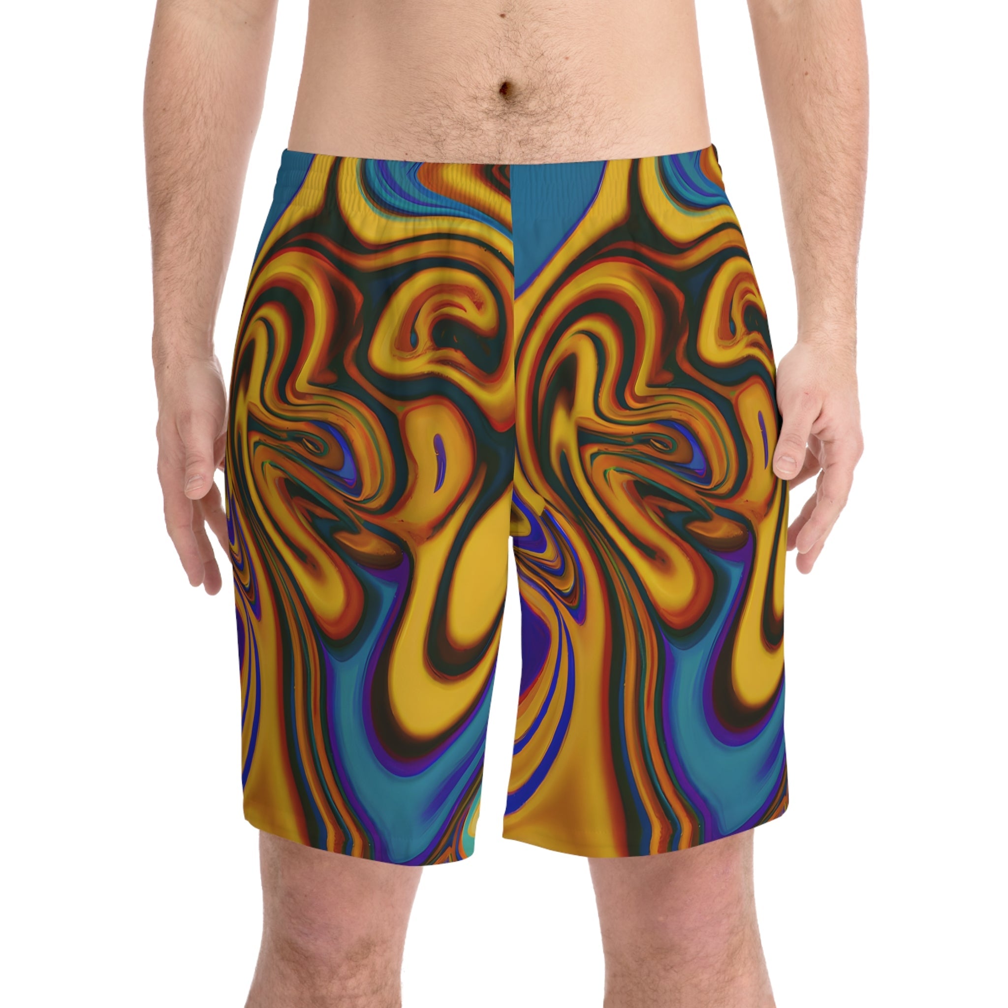 All Over Prints - Men's Transcendent Gold Swim Beach Shorts - Acid Daddy