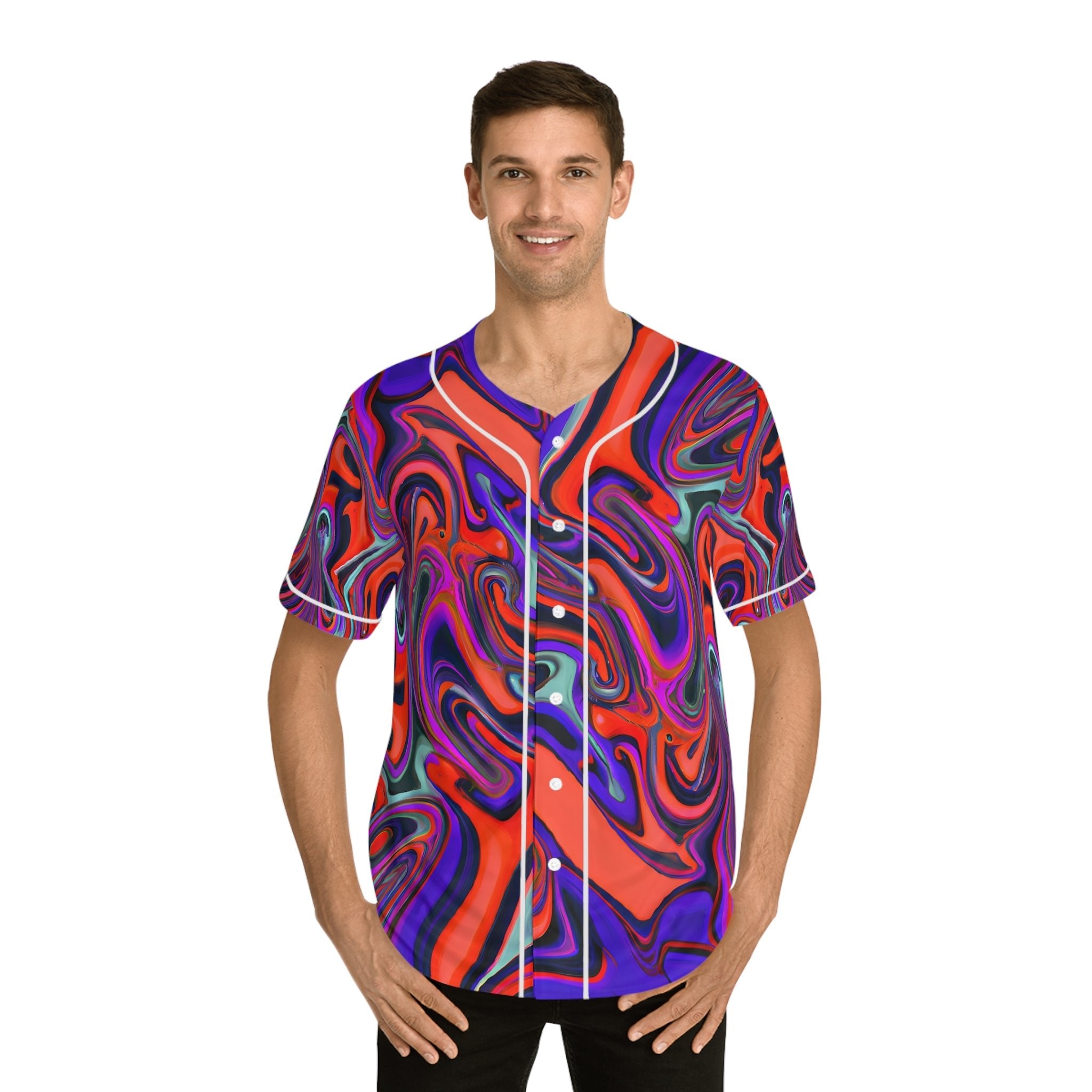 Hawaiian Shirts - Men's Trippy Daisy Bush Baseball Jersey - Acid Daddy