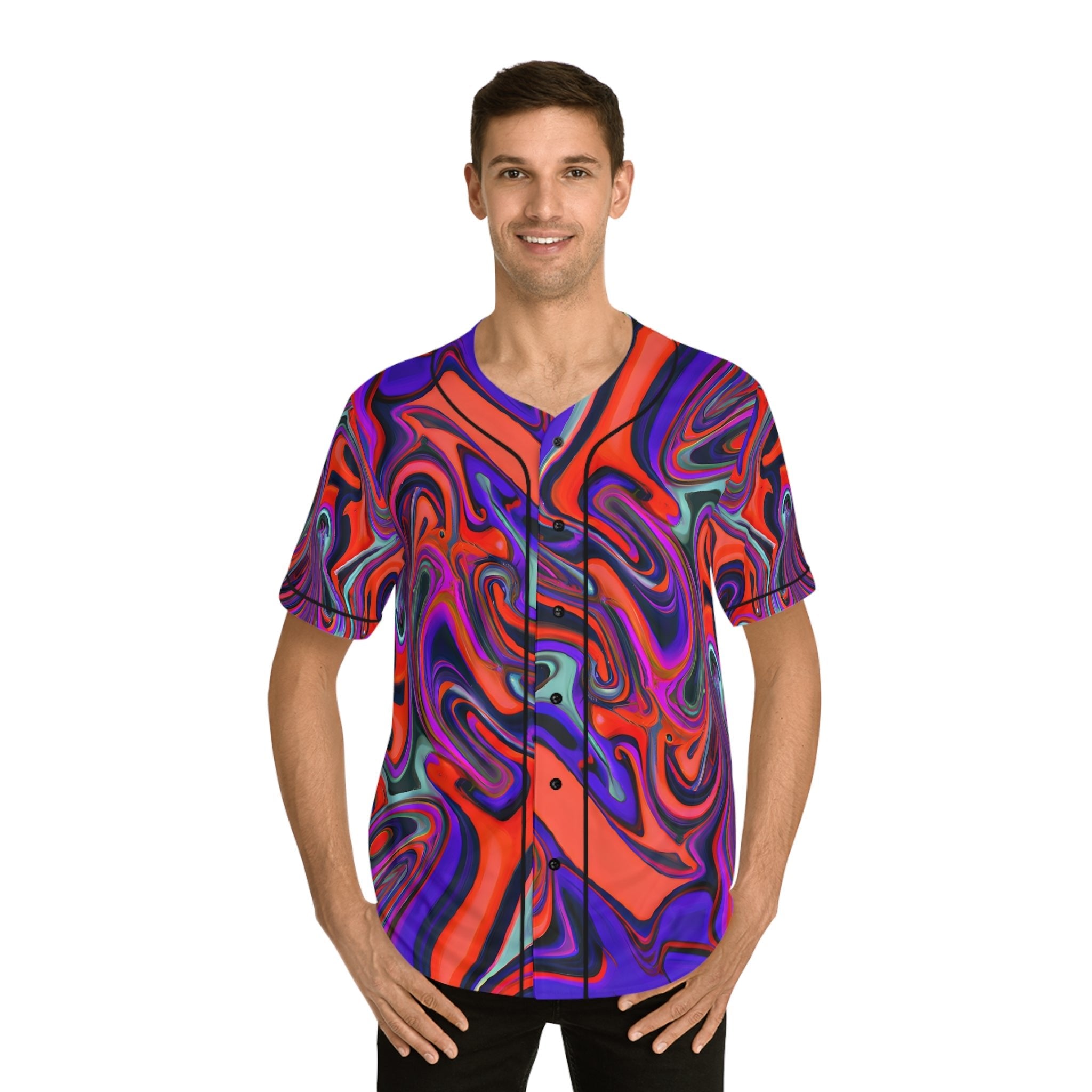 Hawaiian Shirts - Men's Trippy Daisy Bush Baseball Jersey - Acid Daddy