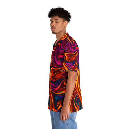 All Over Prints - Men's Trippy Fire Hawaiian Shirt - Acid Daddy