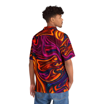 All Over Prints - Men's Trippy Fire Hawaiian Shirt - Acid Daddy