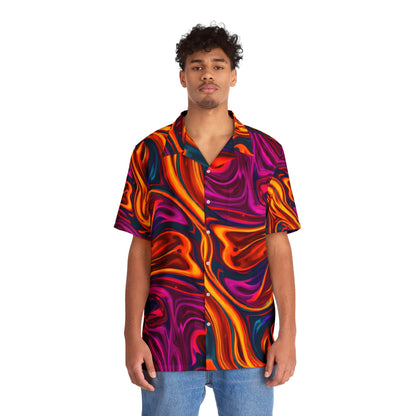 All Over Prints - Men's Trippy Fire Hawaiian Shirt - Acid Daddy