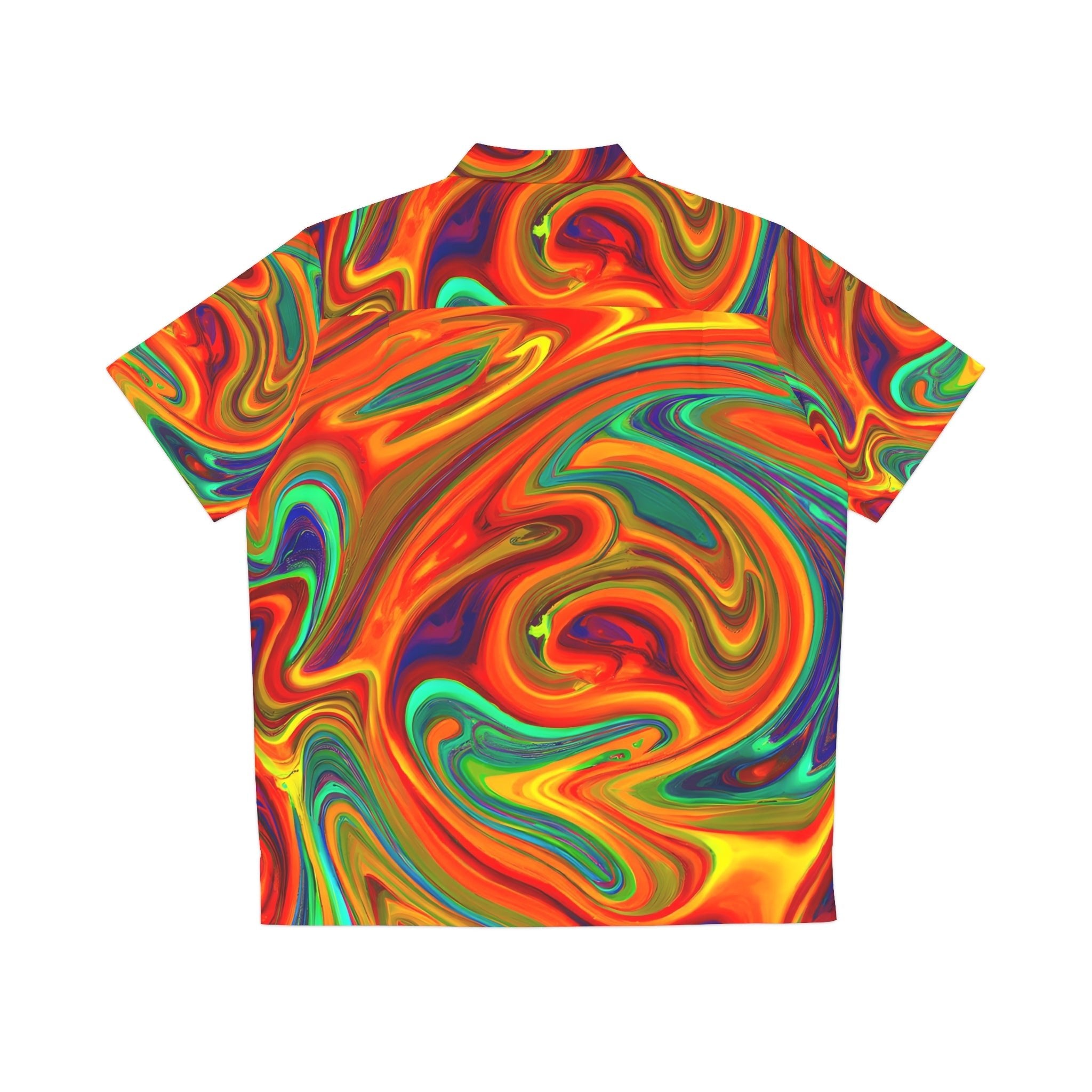 Hawaiian Shirts - Men's Trippy Orange Blast Hawaiian Shirt - Acid Daddy