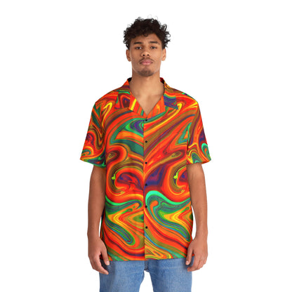 Hawaiian Shirts - Men's Trippy Orange Blast Hawaiian Shirt - Acid Daddy