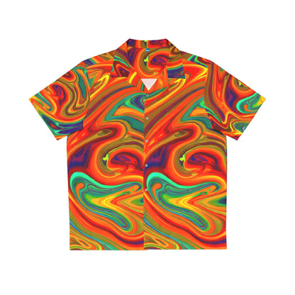 Hawaiian Shirts - Men's Trippy Orange Blast Hawaiian Shirt - Acid Daddy