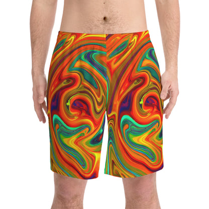 Beach Shorts - Men's Trippy Orange Splash Beach Shorts - Acid Daddy