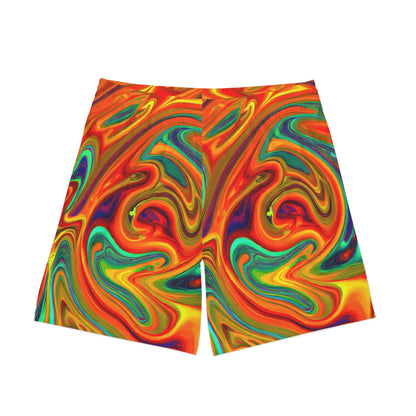 Beach Shorts - Men's Trippy Orange Splash Beach Shorts - Acid Daddy