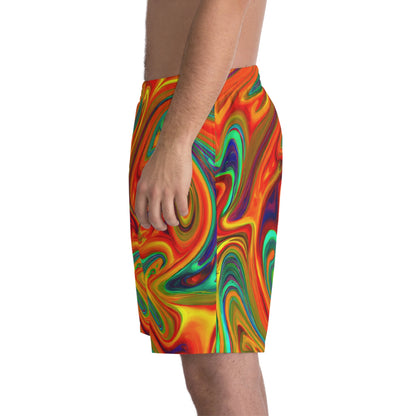 Beach Shorts - Men's Trippy Orange Splash Beach Shorts - Acid Daddy