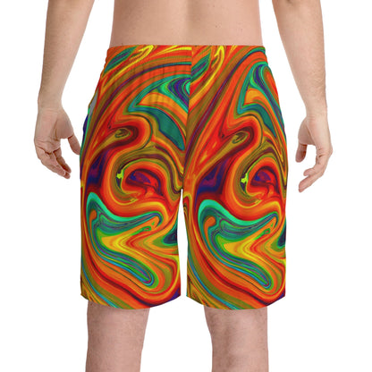 Beach Shorts - Men's Trippy Orange Splash Beach Shorts - Acid Daddy