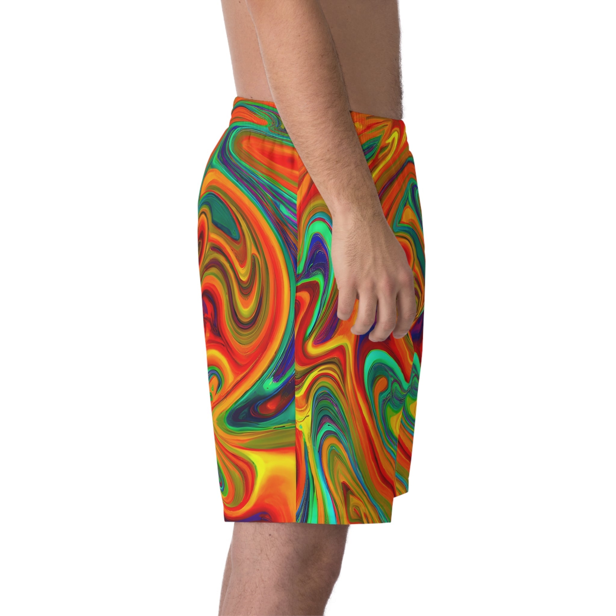 Beach Shorts - Men's Trippy Orange Splash Beach Shorts - Acid Daddy