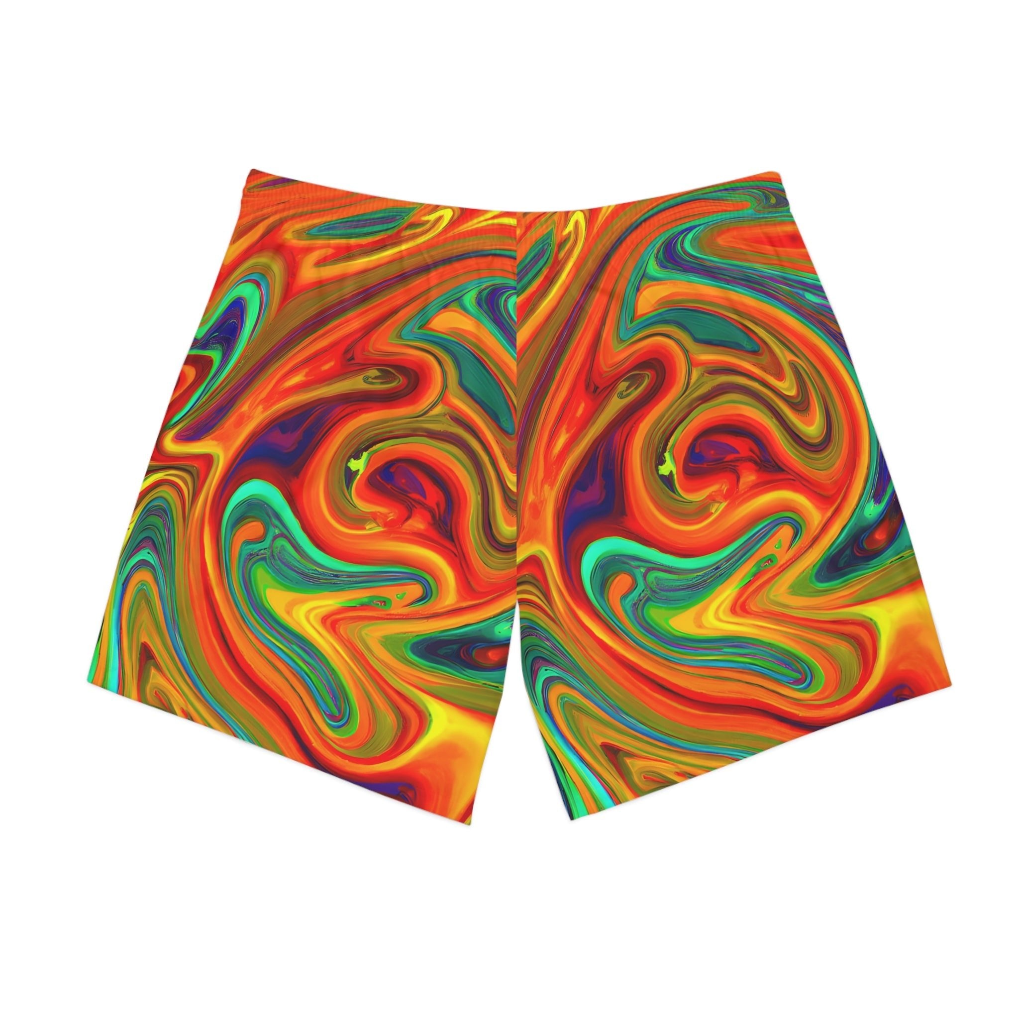 Beach Shorts - Men's Trippy Orange Splash Beach Shorts - Acid Daddy