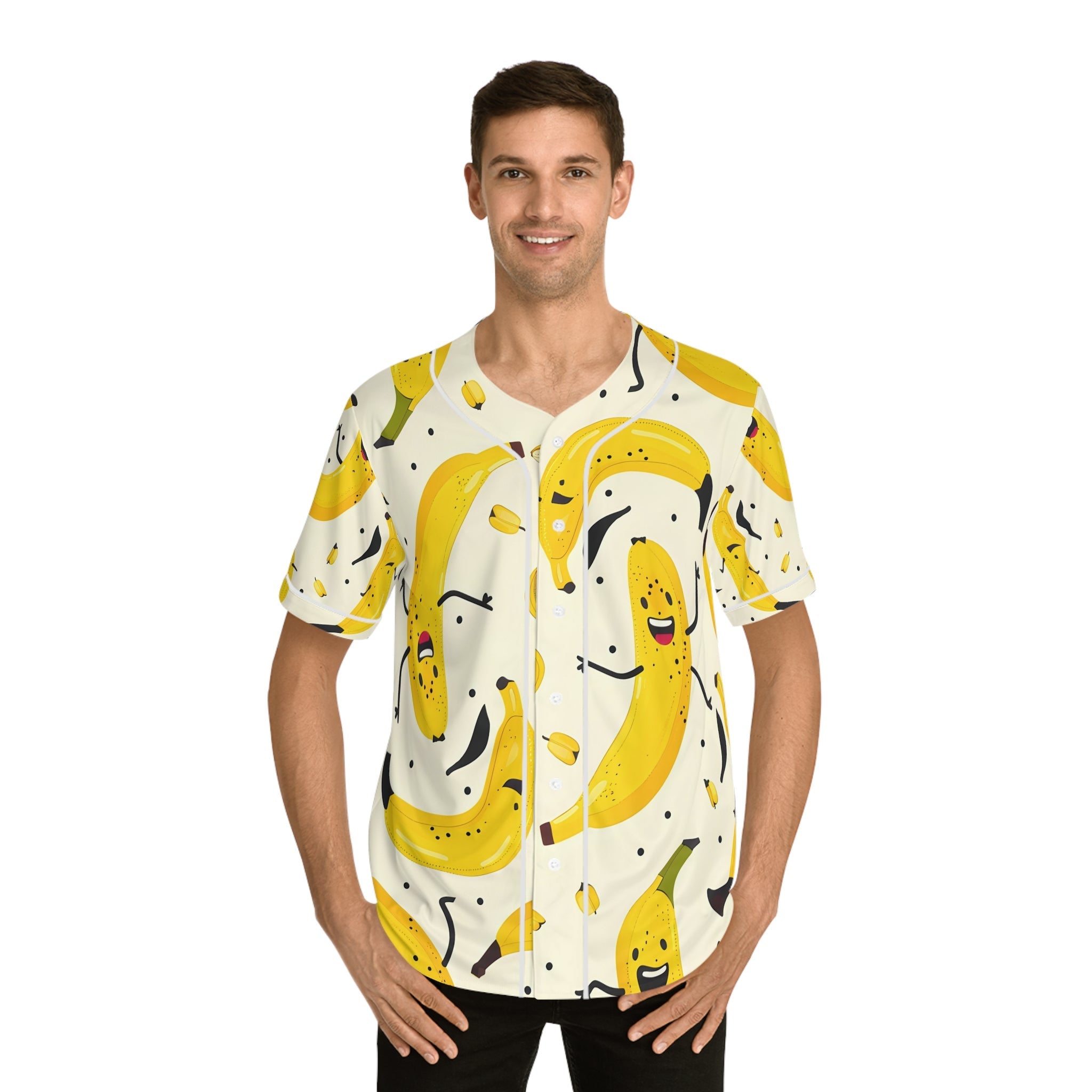 Hawaiian Shirts - Men's Yellow Joyful Banana Baseball Jersey - Acid Daddy