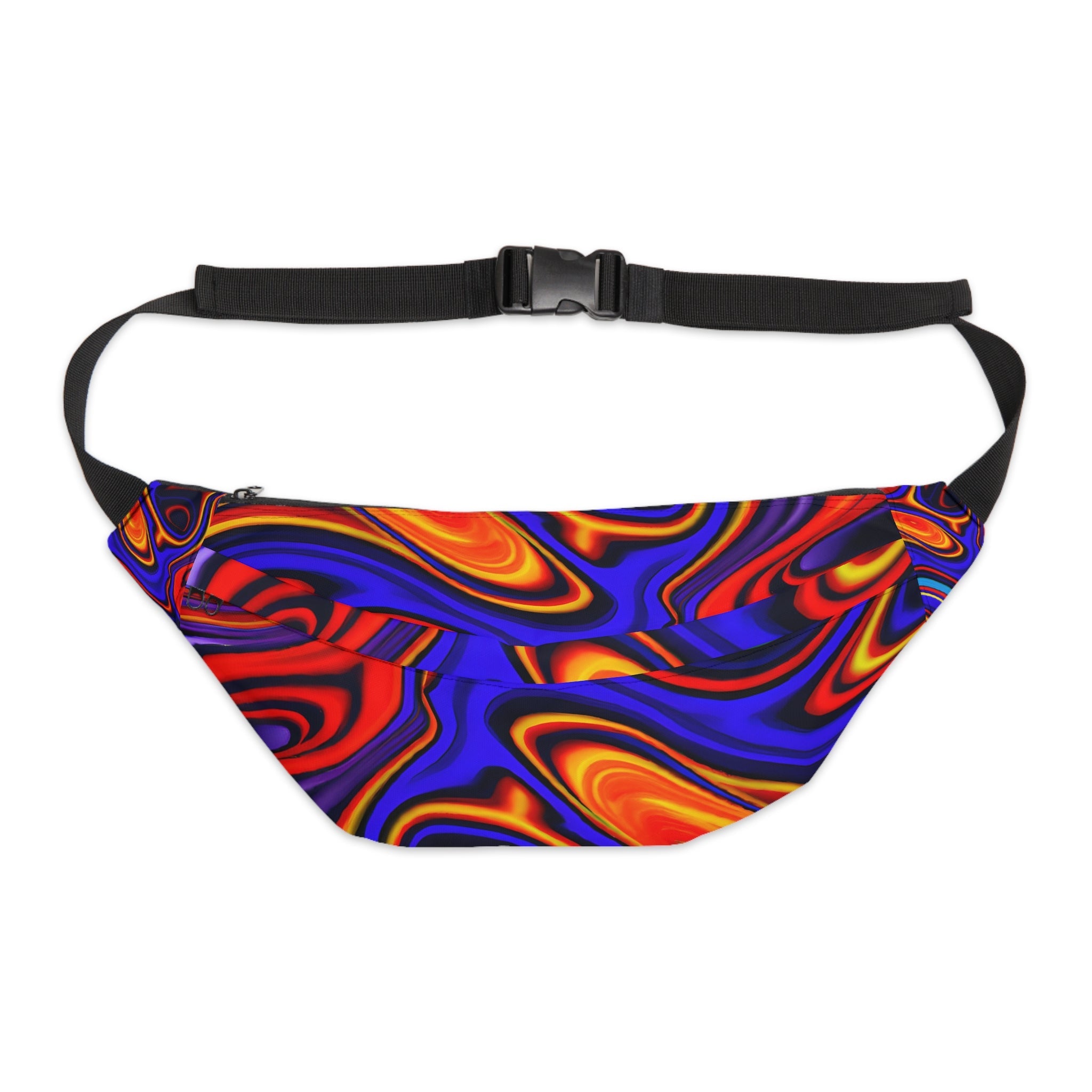 Fanny Packs - Psychedelic Blue Flames Rave Festival Fanny Pack (Large) - Acid Daddy