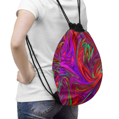 Bags - Psychedelic Electric Flower Rave Drawstring Bag - Acid Daddy