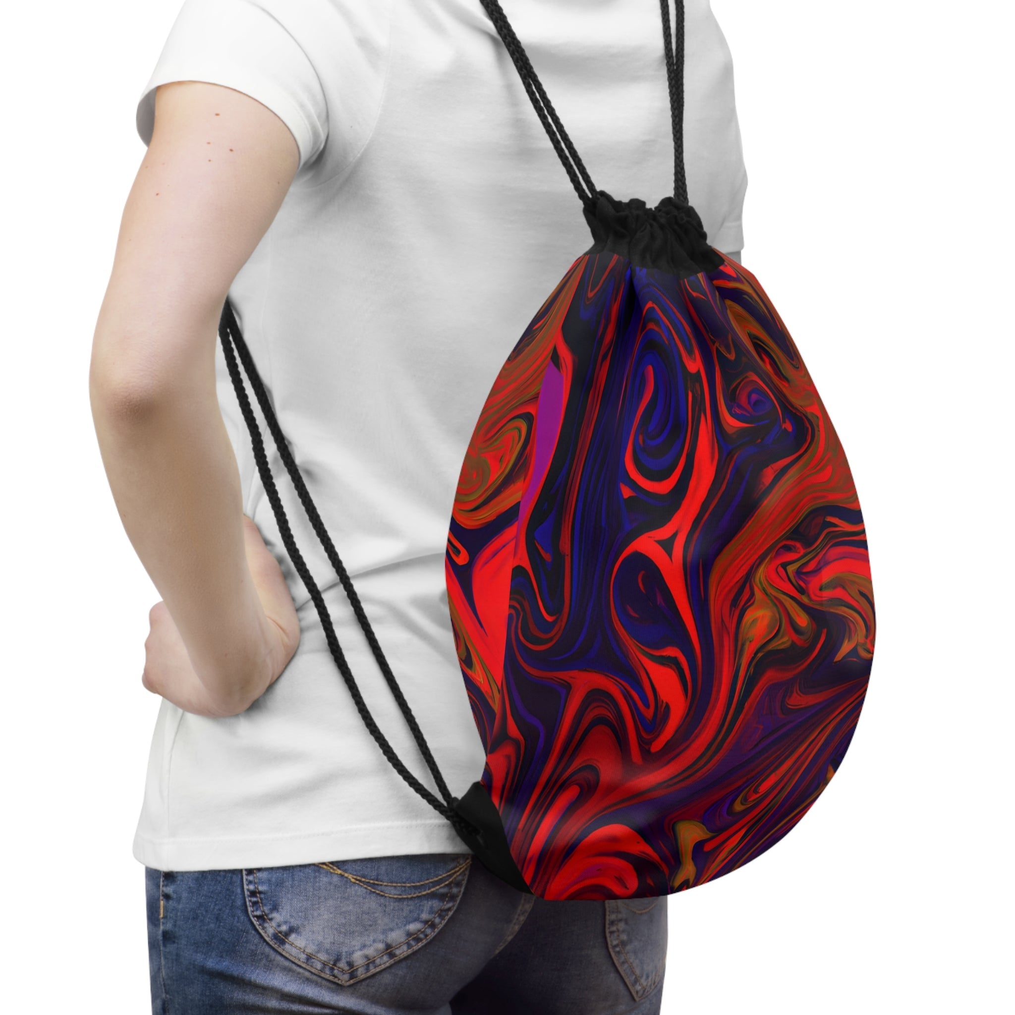 Bags - Psychedelic Enigmatic Red Drawstring Bag - Acid Daddy