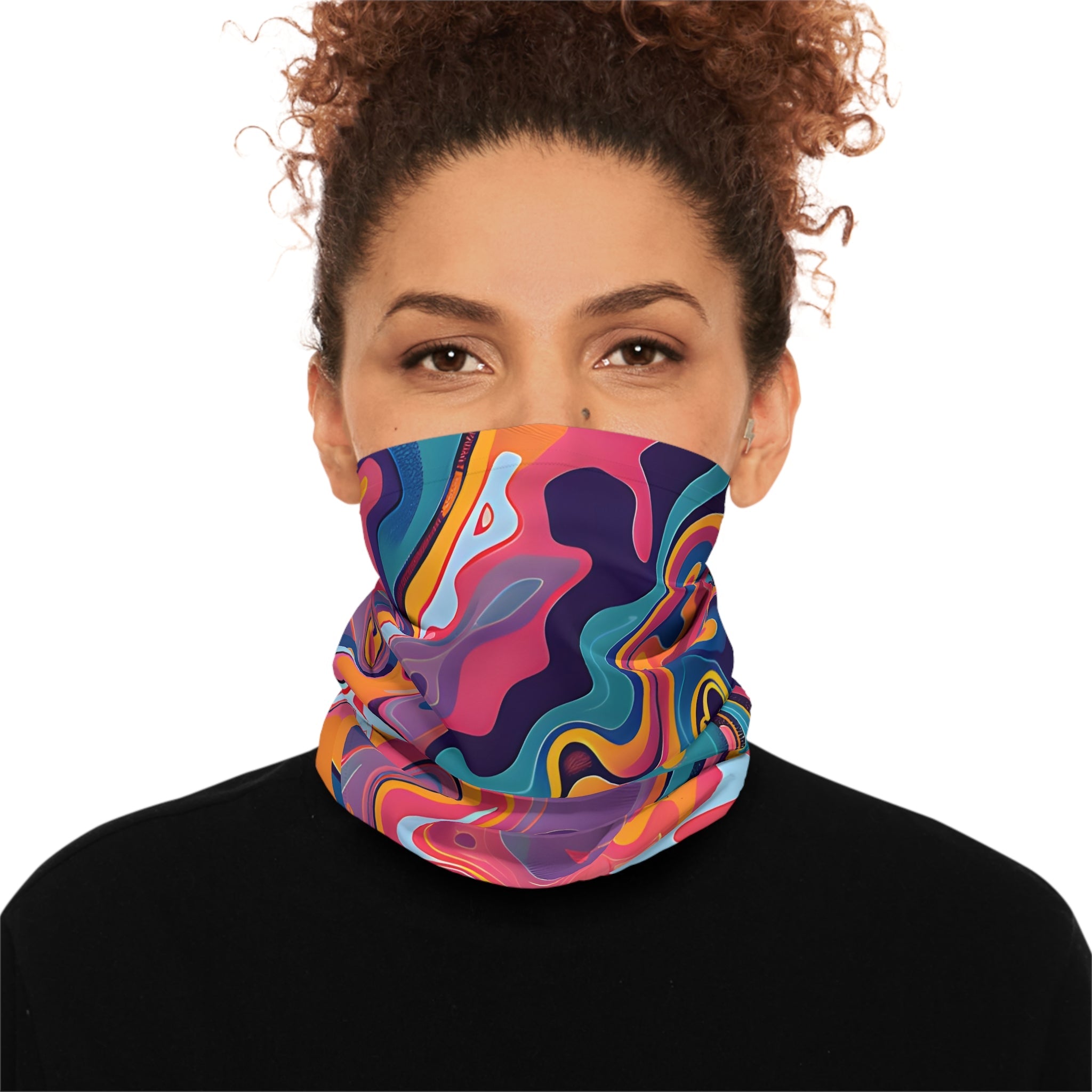 Gaiters - Psychedelic Peach Lilac Lightweight Neck Gaiter - Acid Daddy