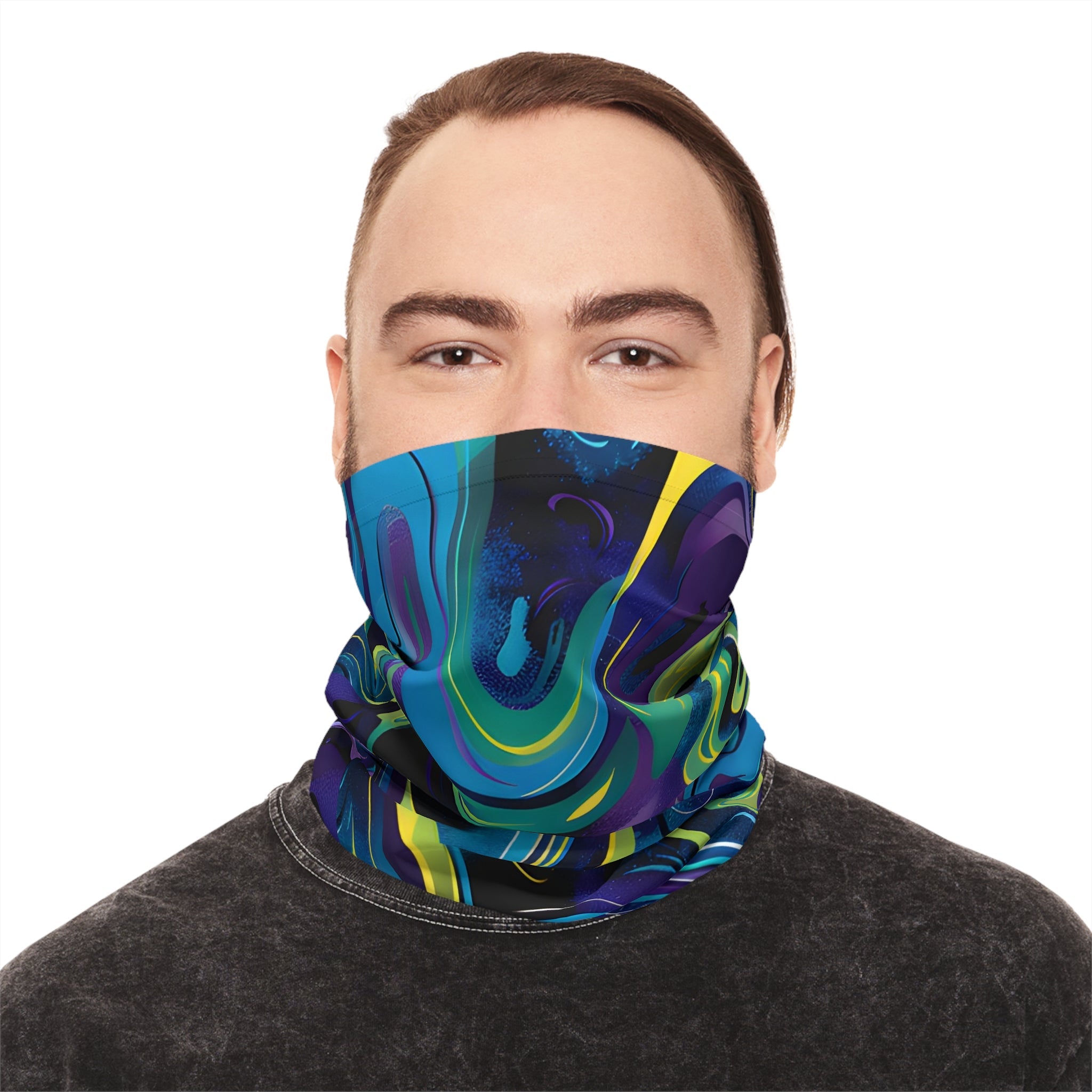 All Over Prints - Psychedelic Turquoise Lightweight Neck Gaiter - Acid Daddy