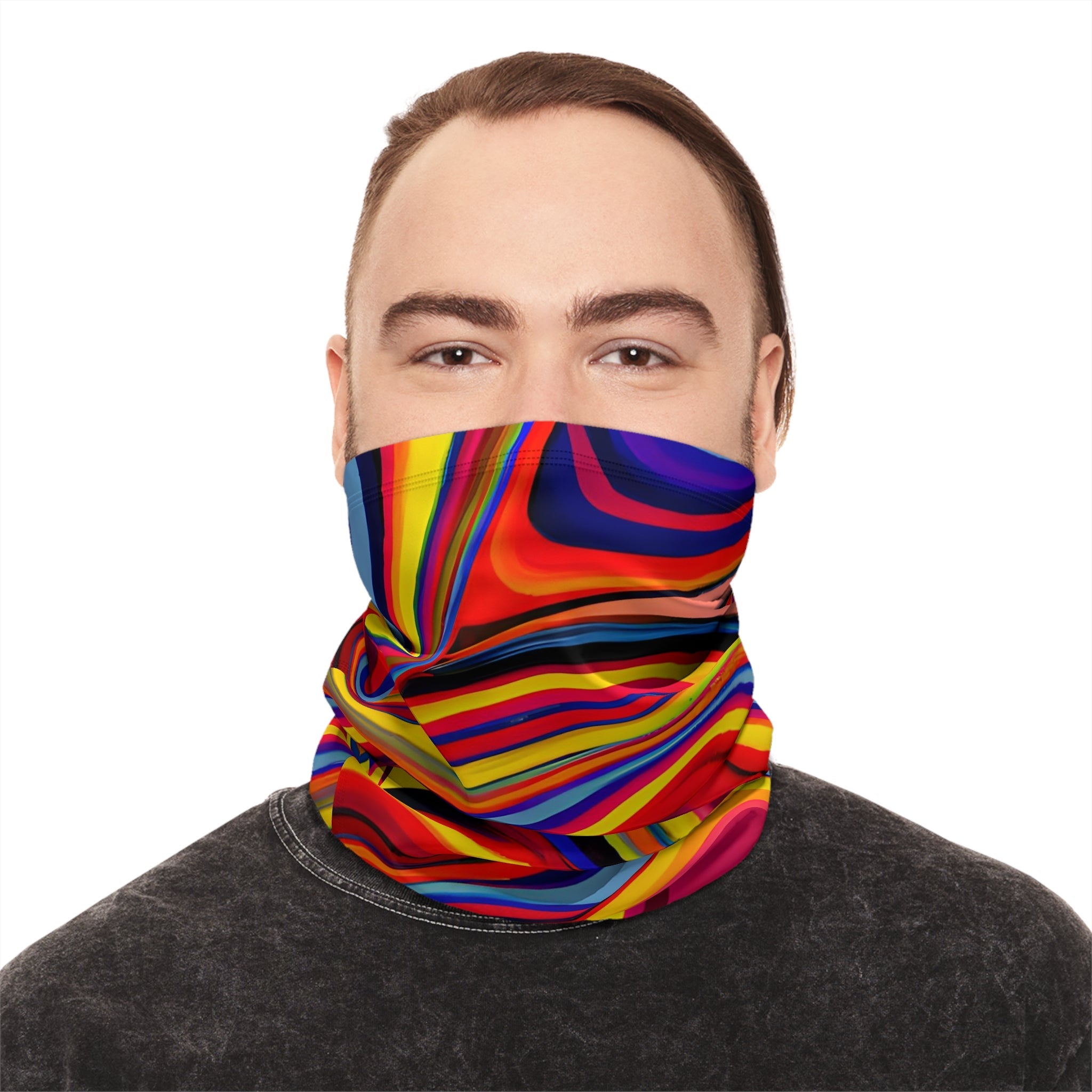 All Over Prints - Retro Swirls Sleek Winter Neck Gaiter - Acid Daddy