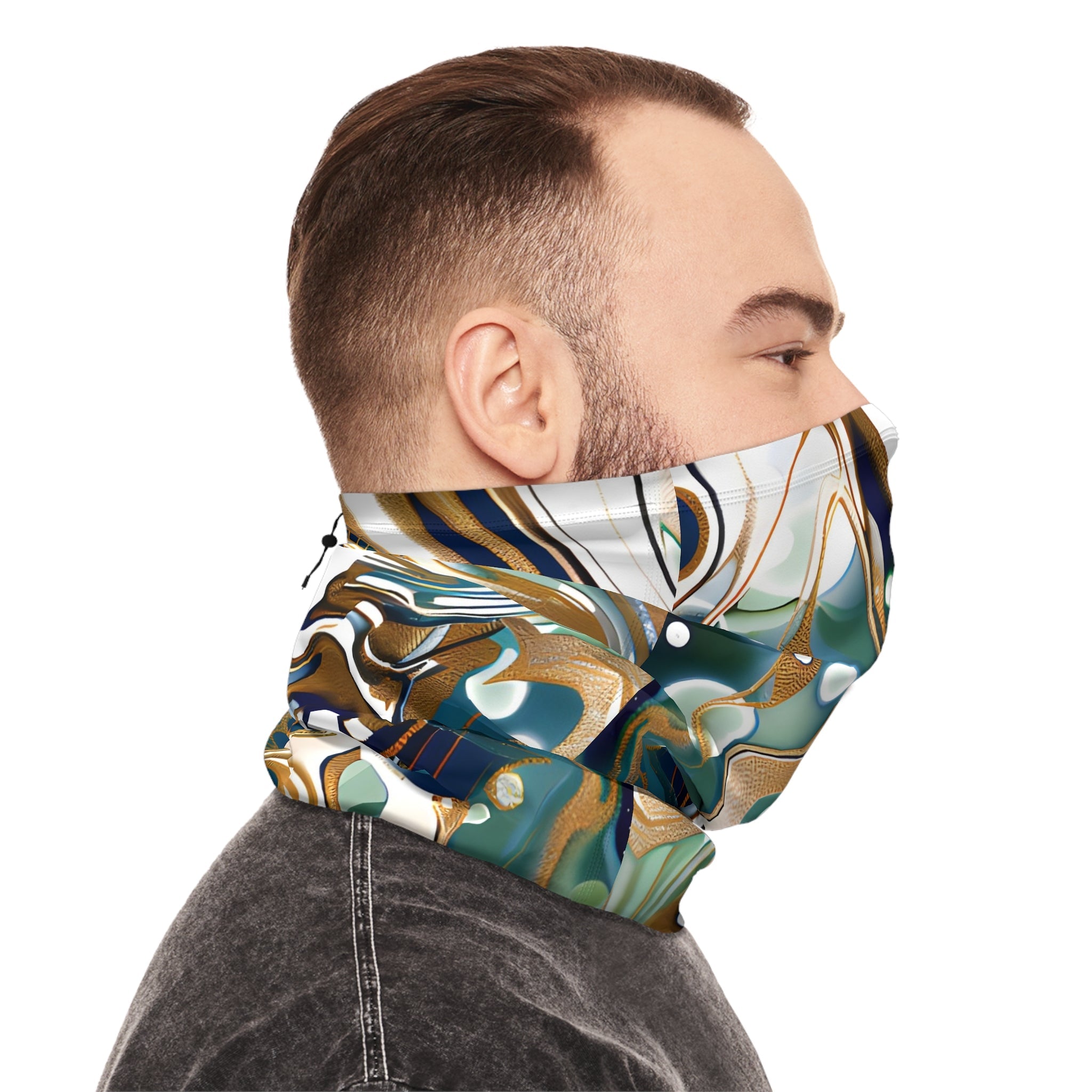 All Over Prints - Sapphire Blue Gold Winter Neck Gaiter - Acid Daddy