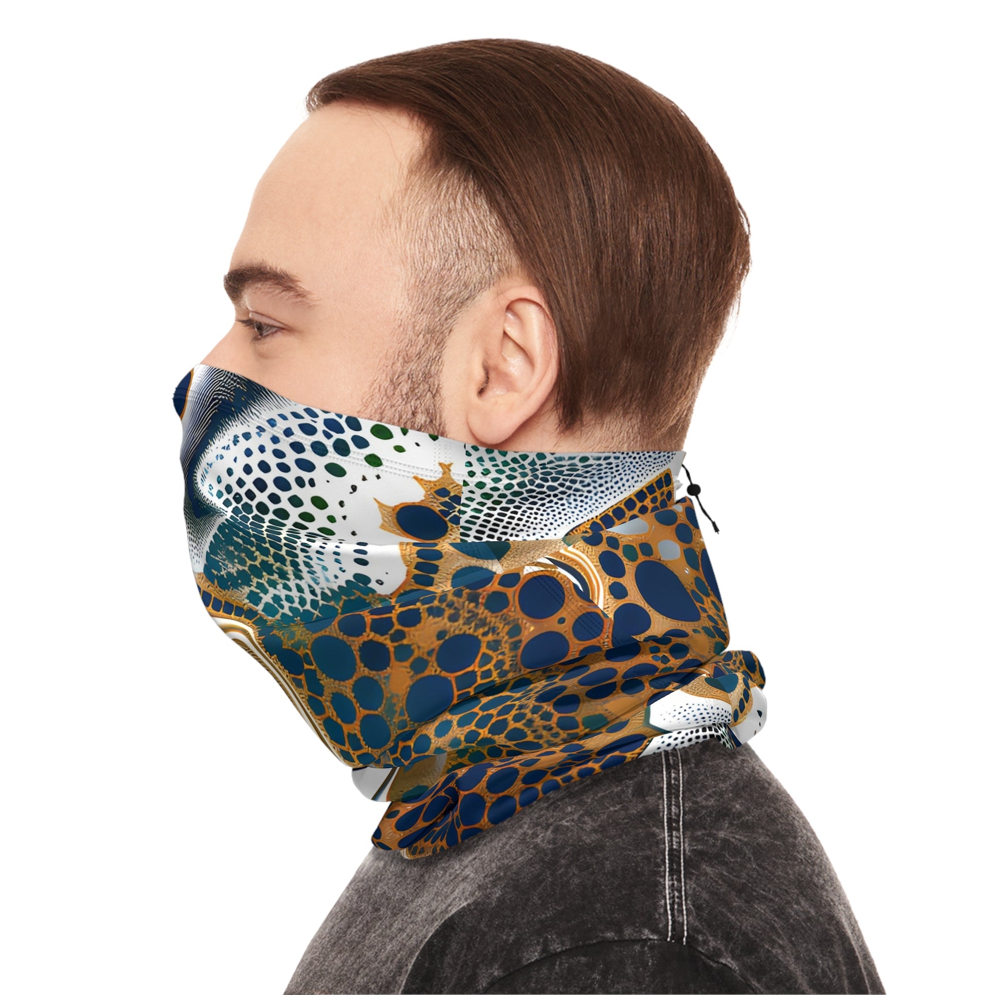 All Over Prints - Sapphire Blue Gold Winter Neck Gaiter - Acid Daddy