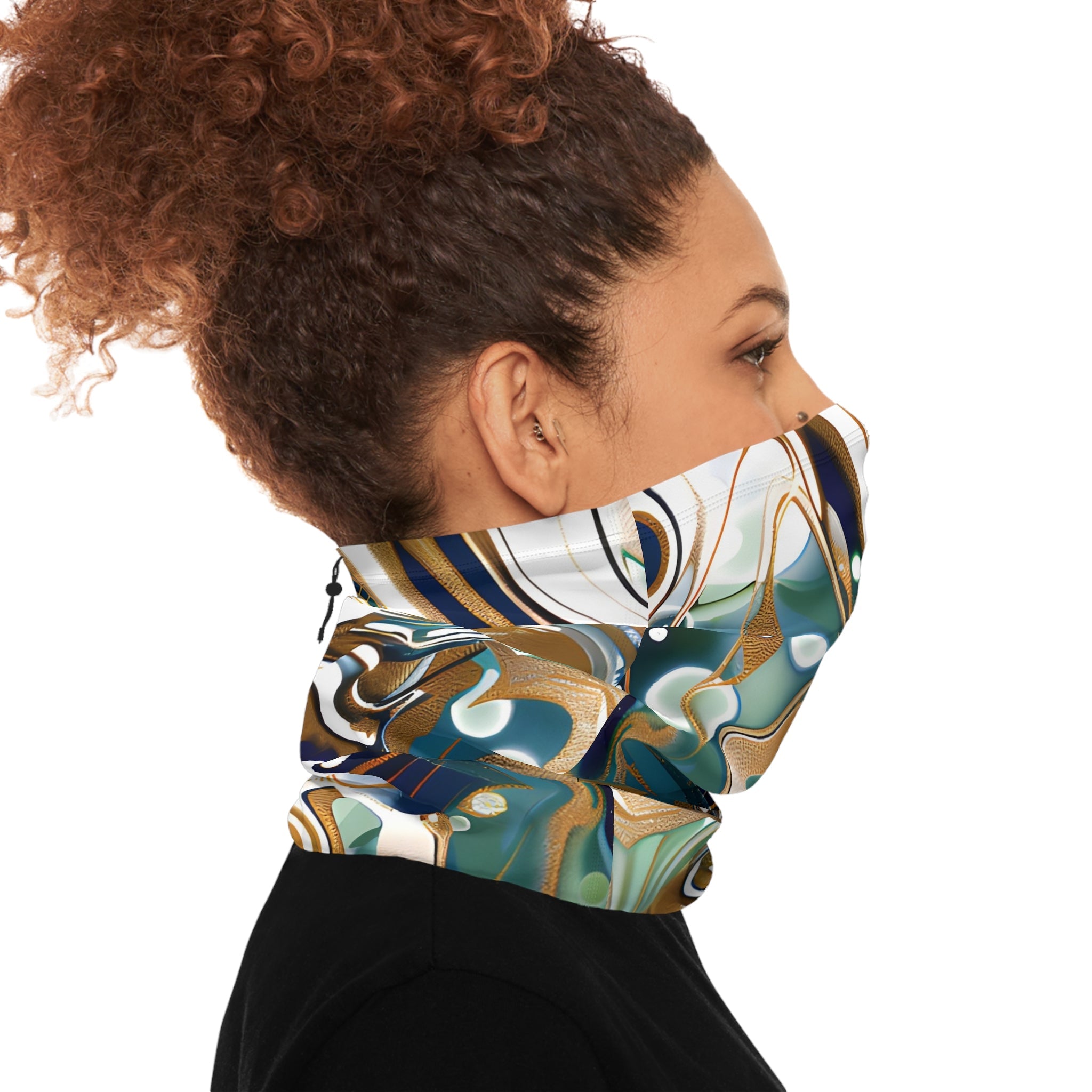 All Over Prints - Sapphire Blue Gold Winter Neck Gaiter - Acid Daddy