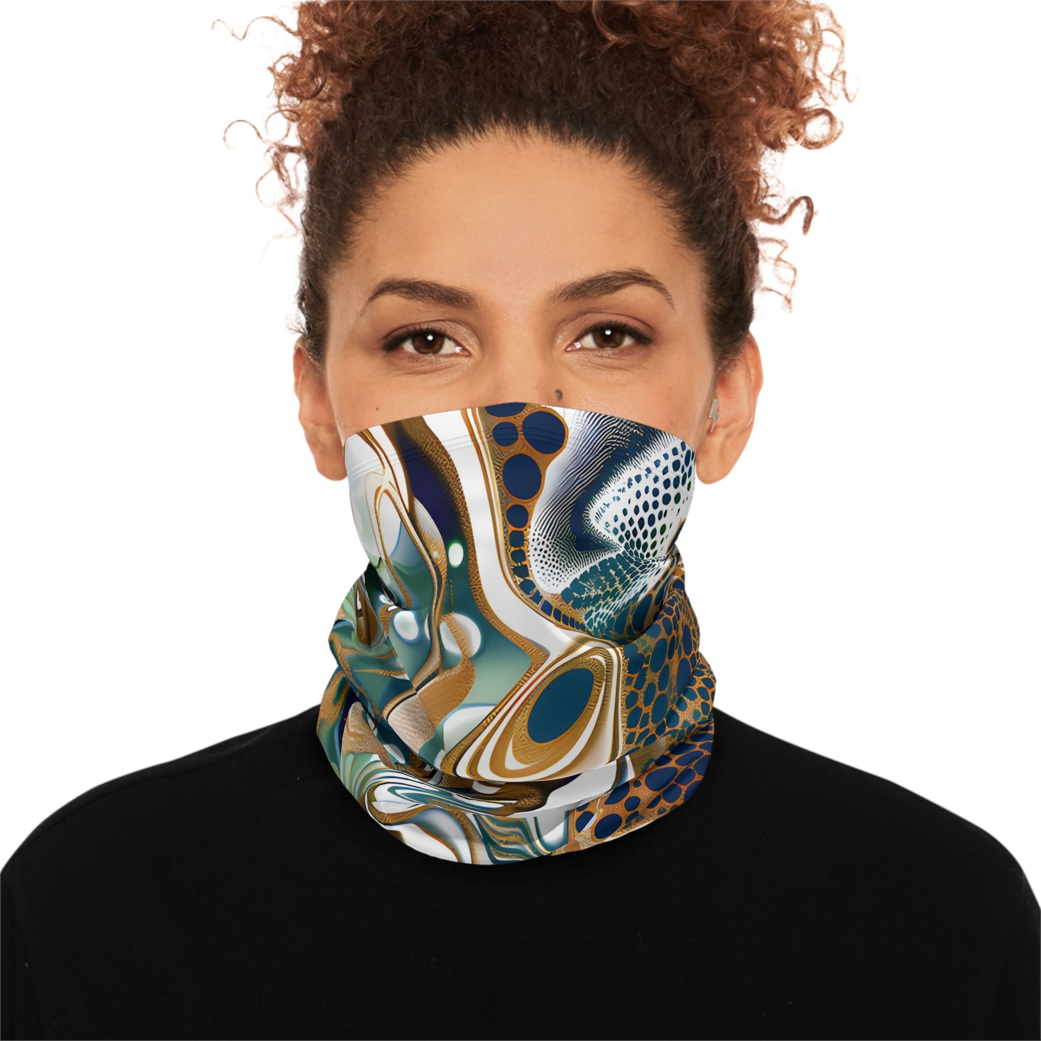 All Over Prints - Sapphire Blue Gold Winter Neck Gaiter - Acid Daddy