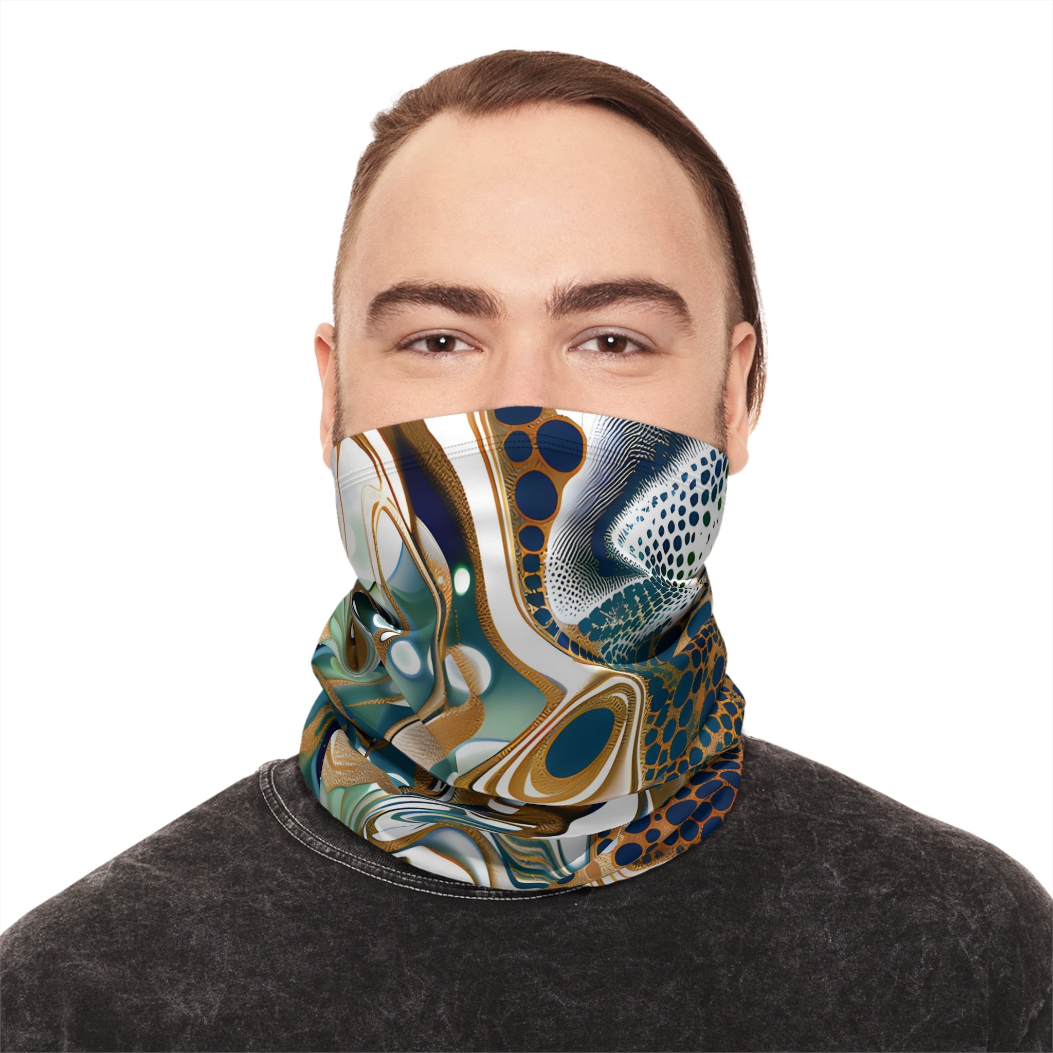 All Over Prints - Sapphire Blue Gold Winter Neck Gaiter - Acid Daddy