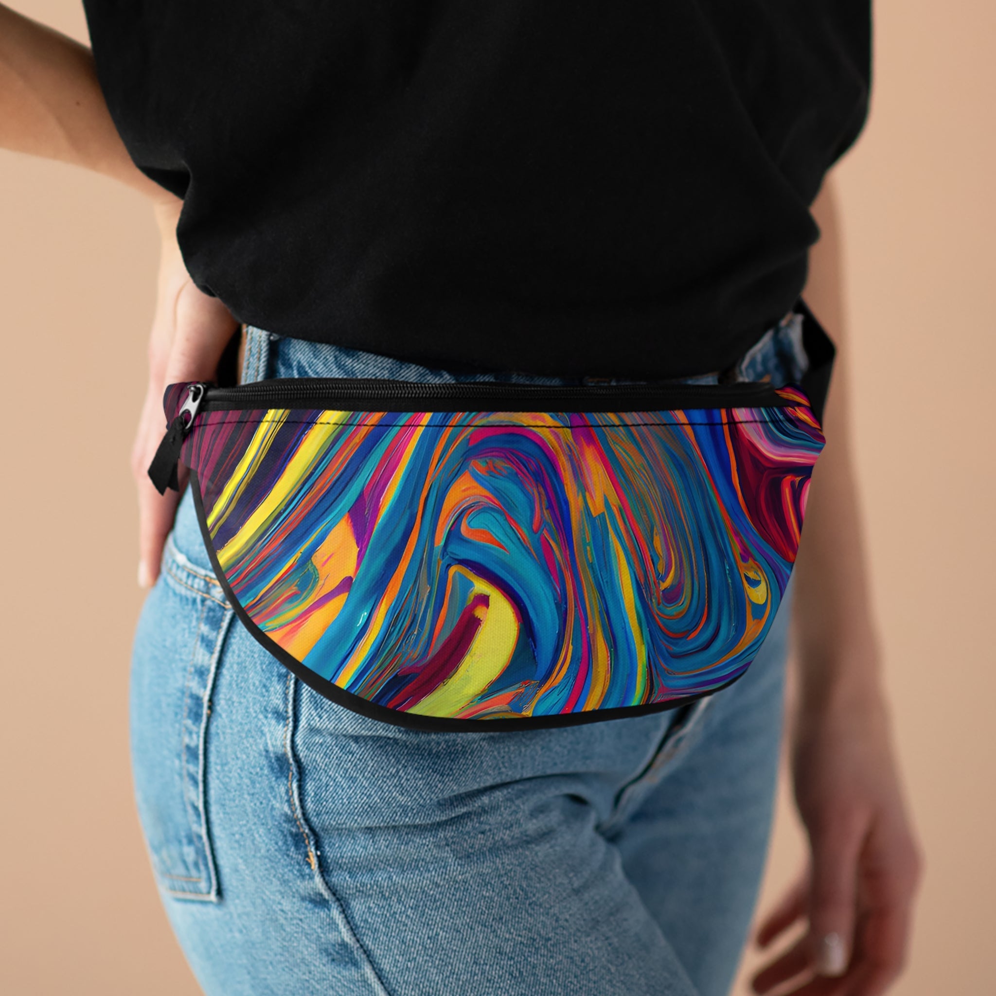 Fanny Packs - Satin Paint Trippy Fanny Pack (Medium) - Acid Daddy