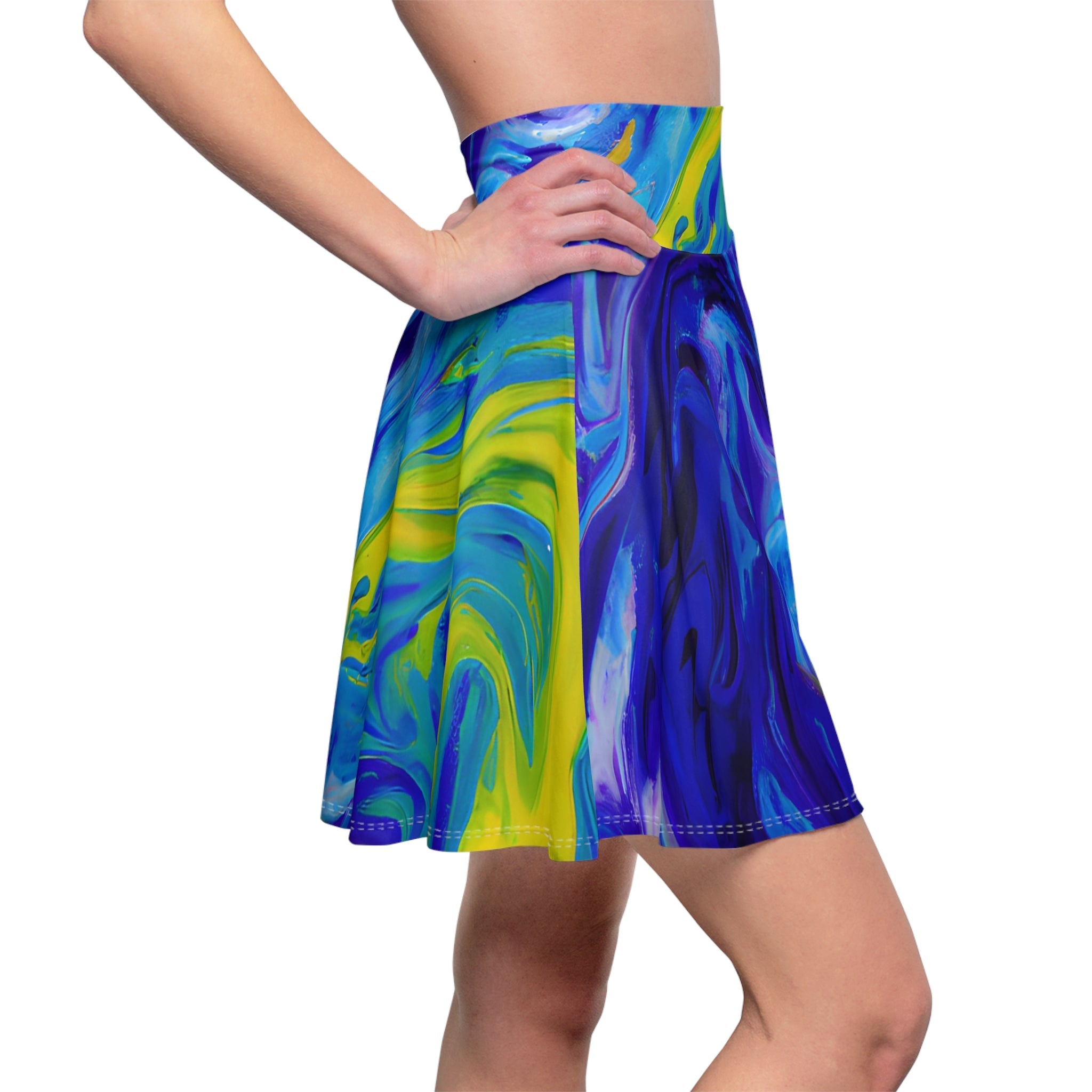 Skater Skirts - Cosmic Blue Vortex Skater Skirt - Acid Daddy