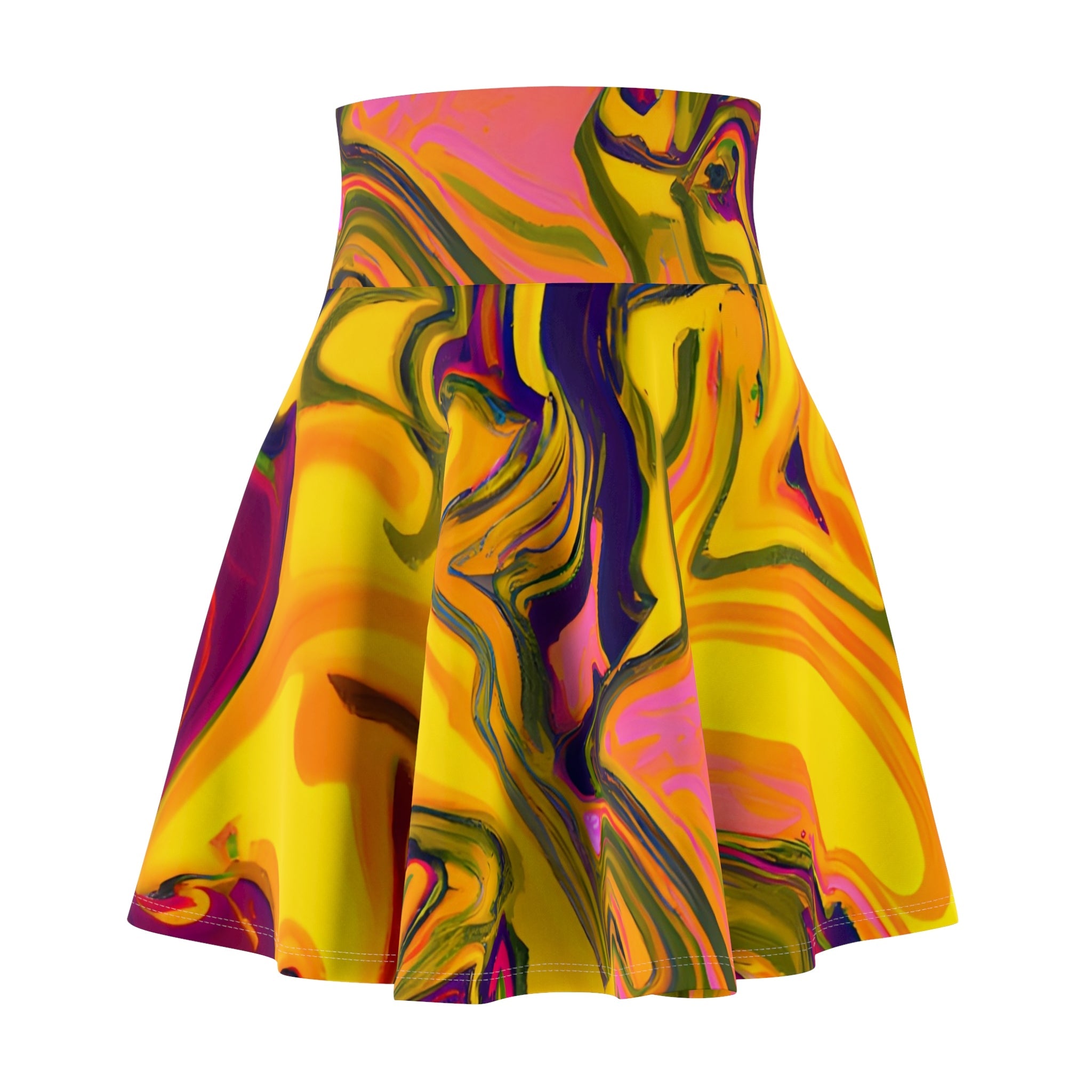 Skater Skirts - Golden Pink Vibes Skater Skirt - Acid Daddy