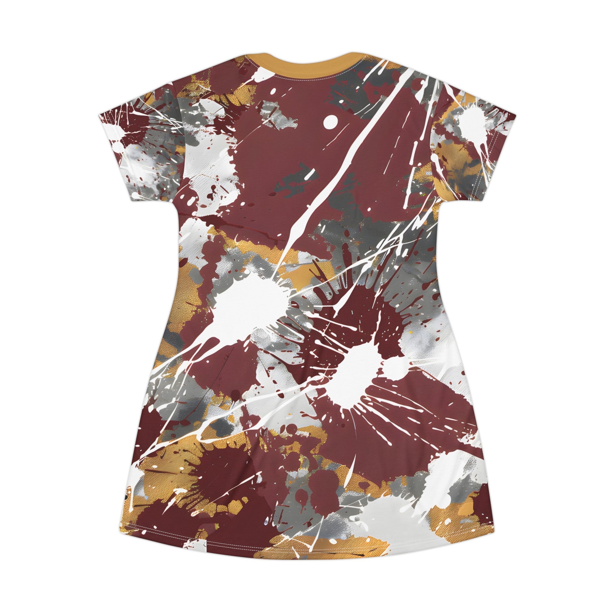 T - Shirt Dresses - Maroon Gold Splash T - Shirt Dress - Acid Daddy