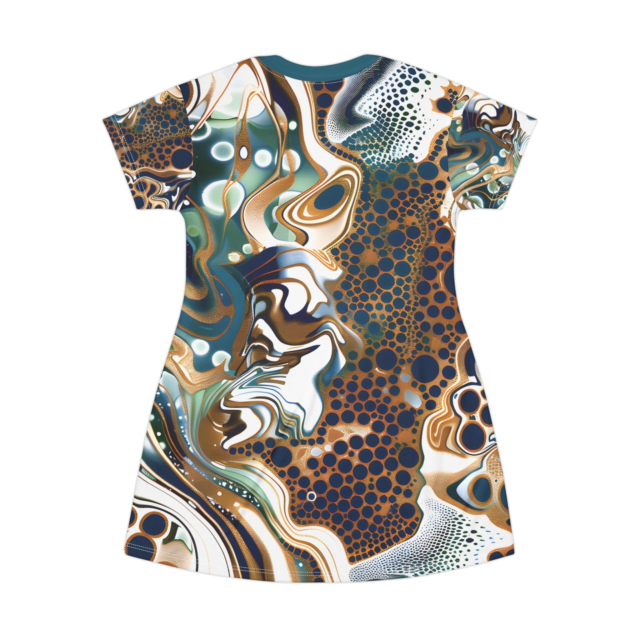 T - Shirt Dresses - Psychedelic Sapphire Gold T - Shirt Dress - Acid Daddy