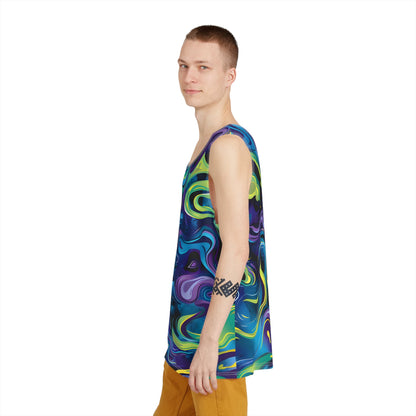 Tank Tops - Psychedelic Turquoise Mystery Tank Top - Acid Daddy