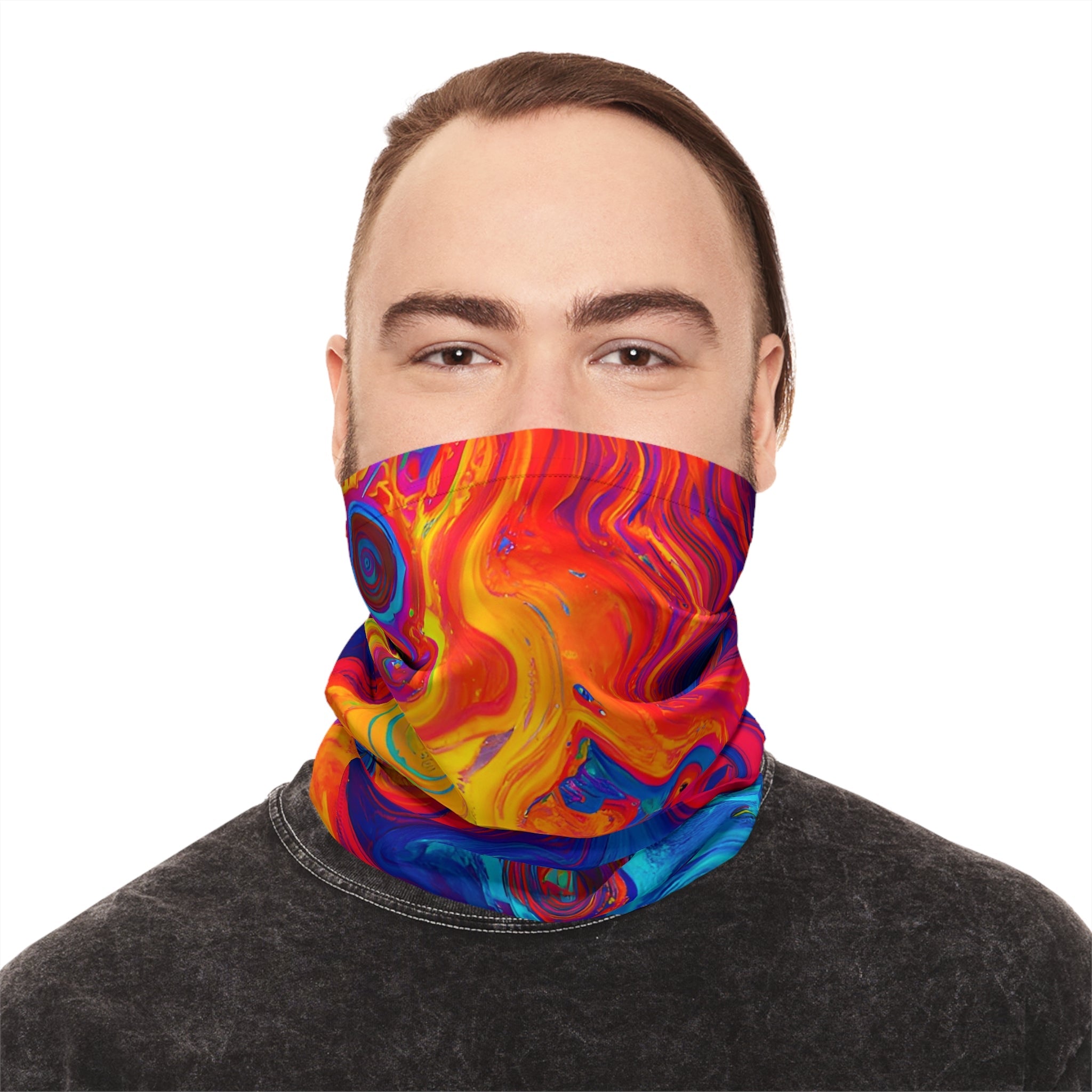 Gaiters - Trippy Amoebic Blue Midweight Neck Gaiter - Acid Daddy