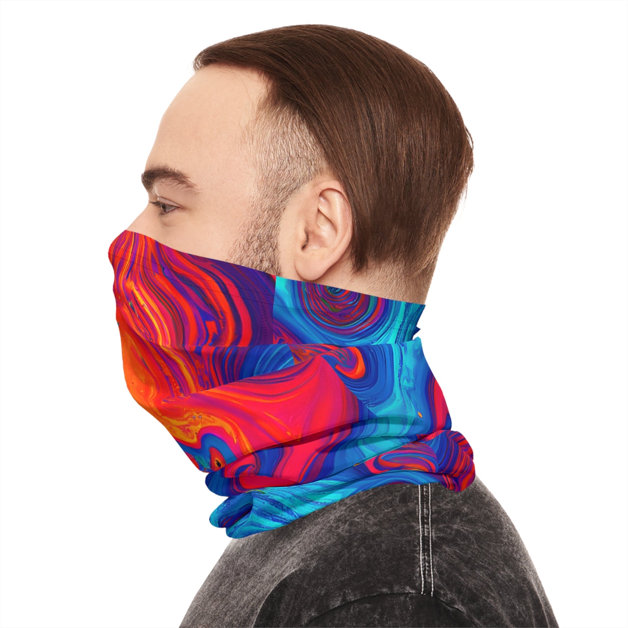 Gaiters - Trippy Amoebic Blue Midweight Neck Gaiter - Acid Daddy