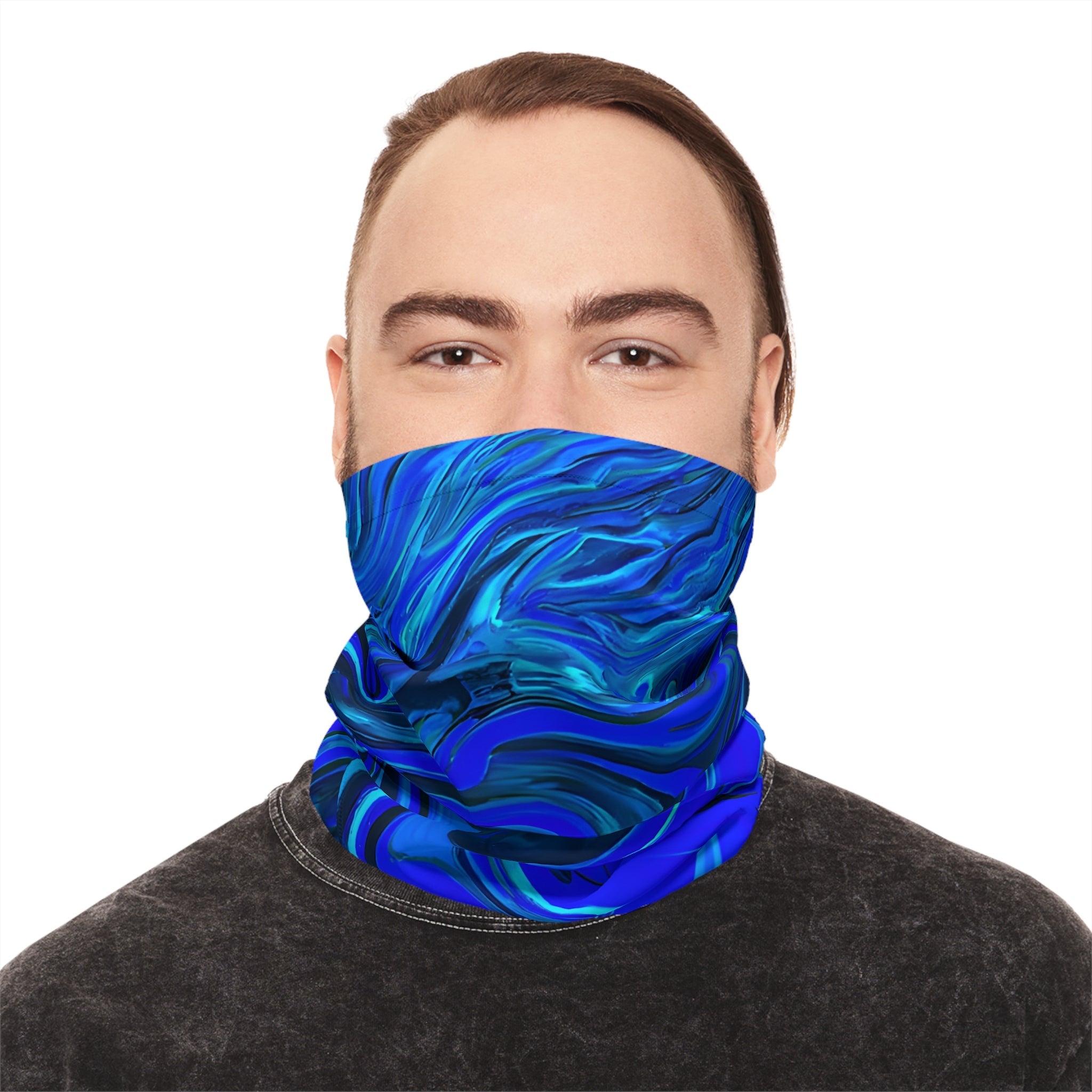 Gaiters - Trippy Blue Ice Vibe Midweight Neck Gaiter - Acid Daddy