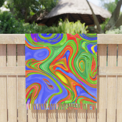 Beach Blankets - Trippy Green Acid Drip Beach Blanket - Acid Daddy