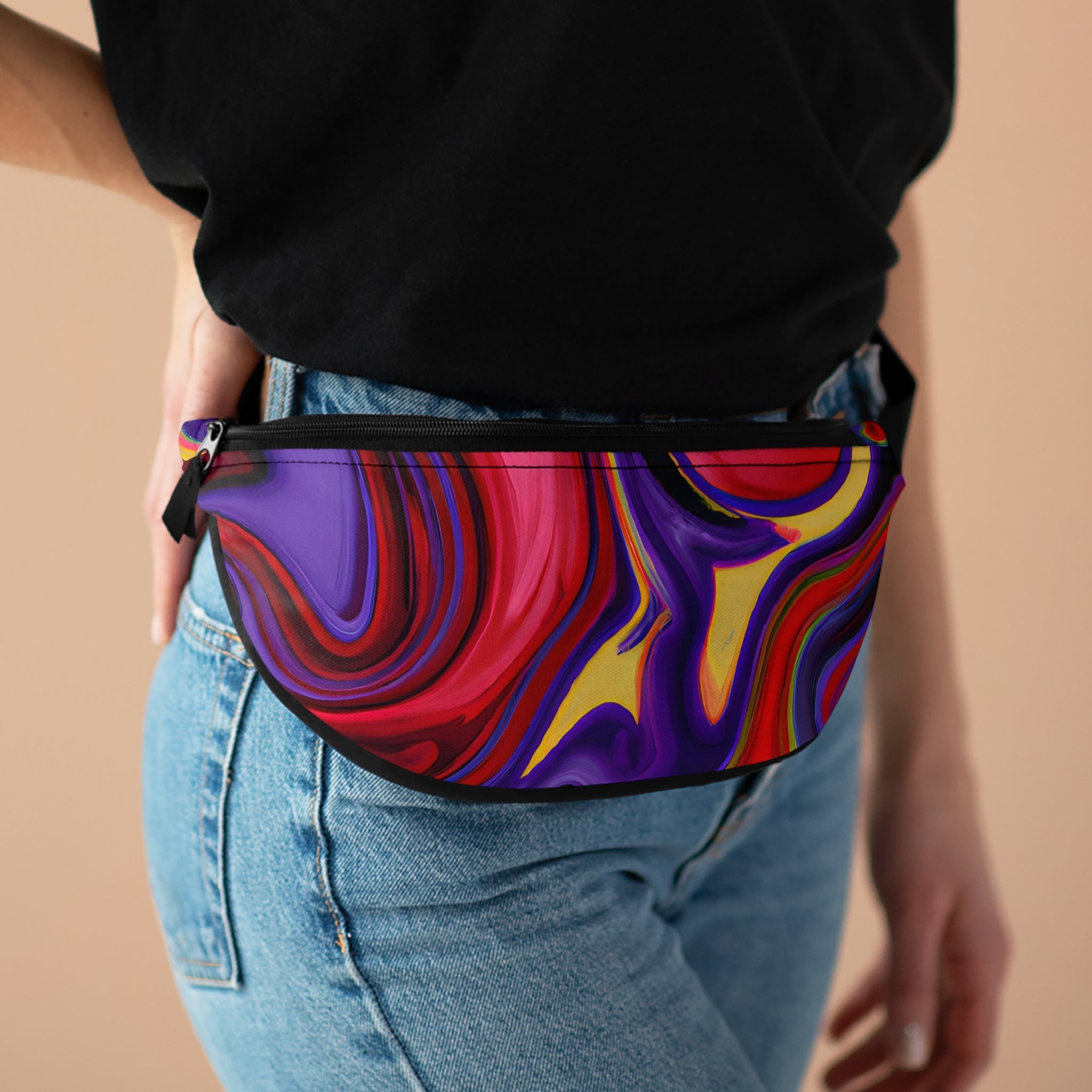 Fanny Packs - Trippy Pink Nebula Festival Rave Fanny Pack (Medium) - Acid Daddy