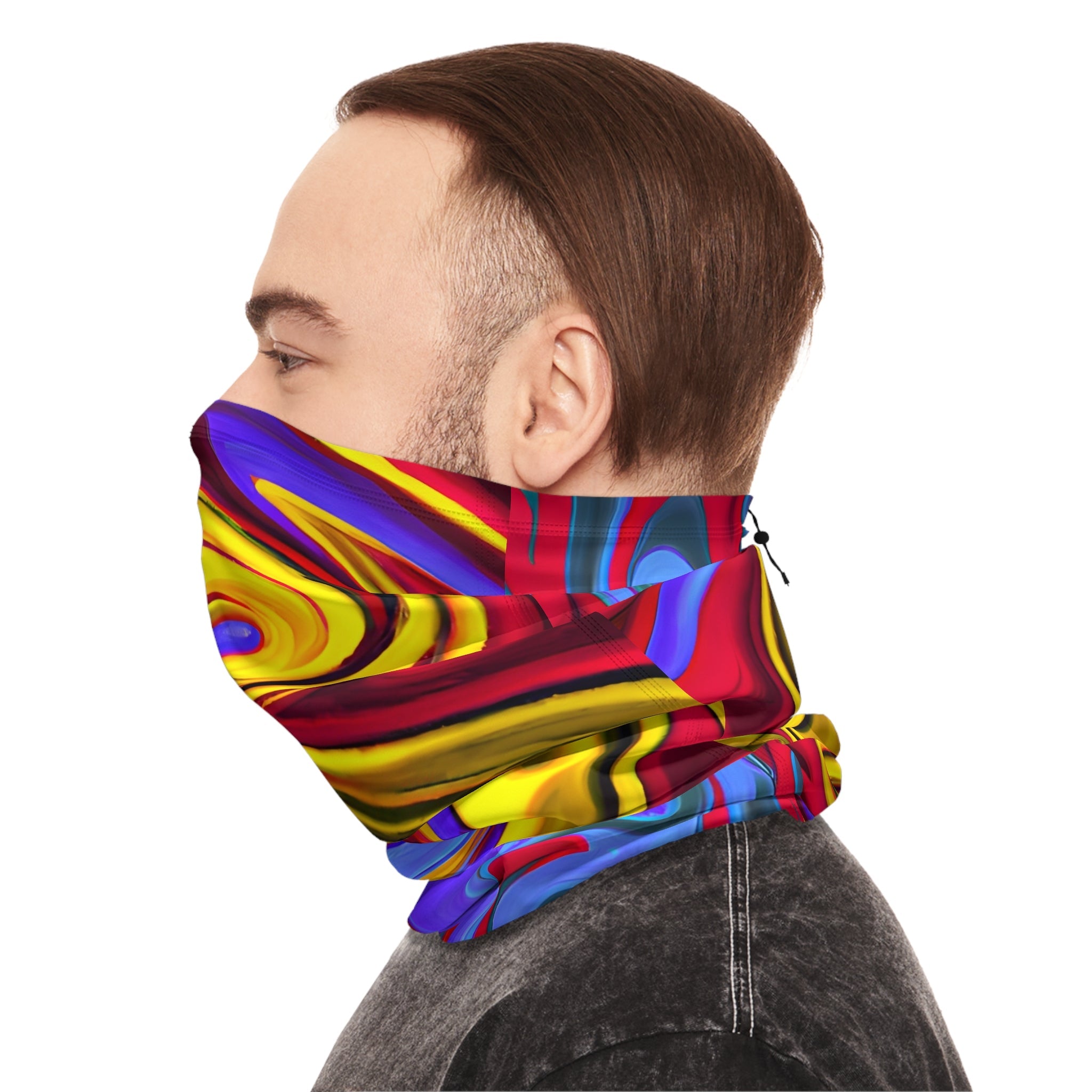 Gaiters - Trippy Yellow Swirl Winter Neck Gaiter - Acid Daddy