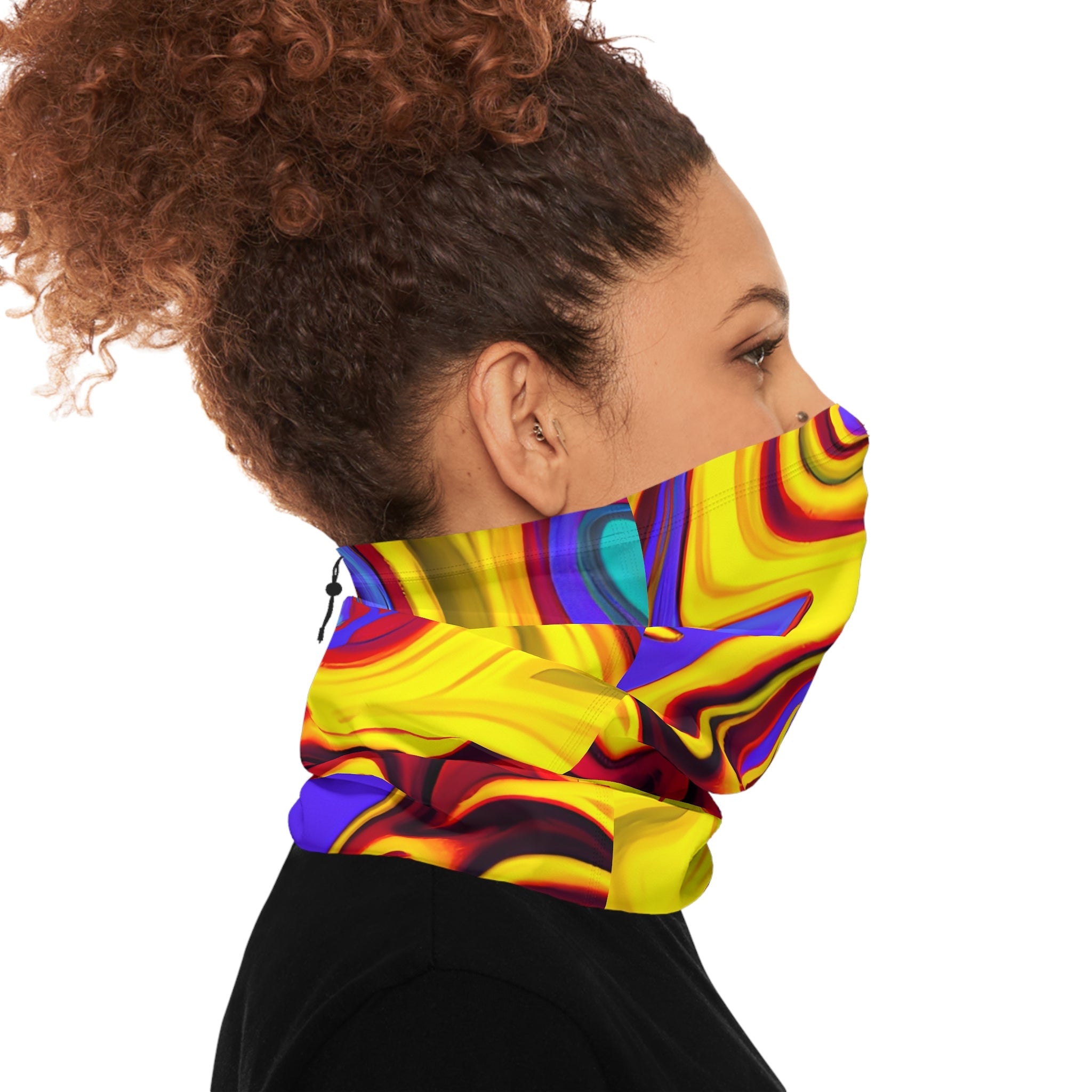 Gaiters - Trippy Yellow Swirl Winter Neck Gaiter - Acid Daddy