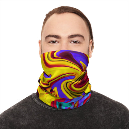 Gaiters - Trippy Yellow Swirl Winter Neck Gaiter - Acid Daddy