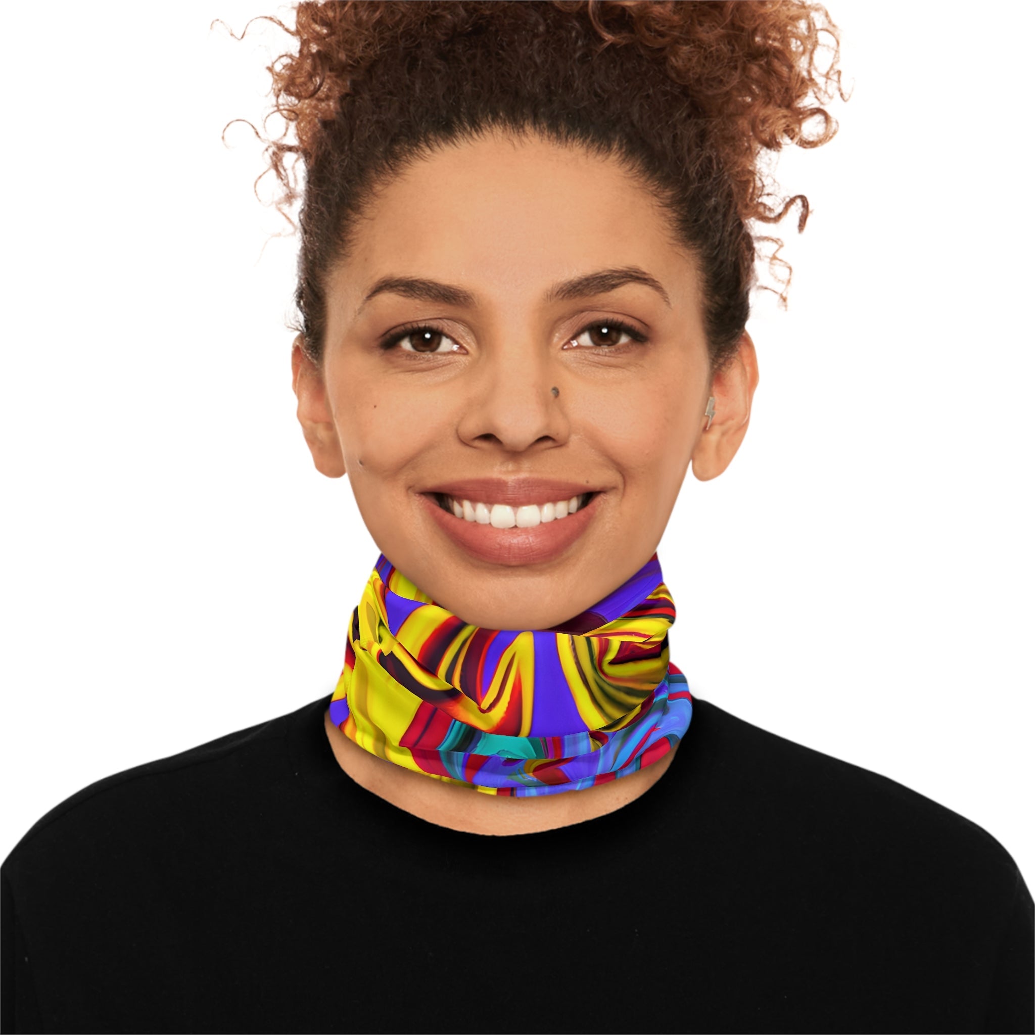 Gaiters - Trippy Yellow Swirl Winter Neck Gaiter - Acid Daddy