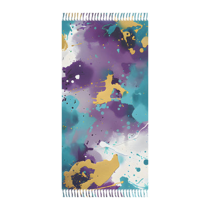 Beach Blankets - Turquoise Gold Splash Festive Beach Blanket - Acid Daddy