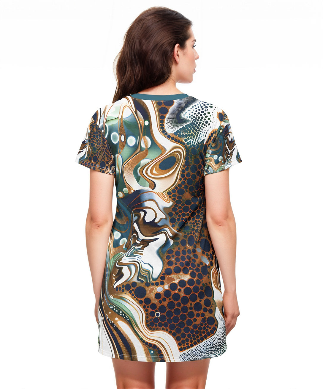 T - Shirt Dresses - Psychedelic Sapphire Gold T - Shirt Dress - Acid Daddy