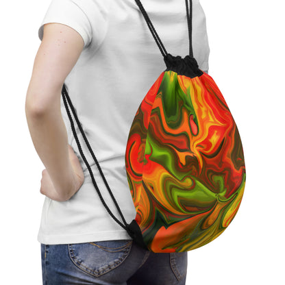 Bags - Vibrant Orange Groove Drawstring Bag - Acid Daddy